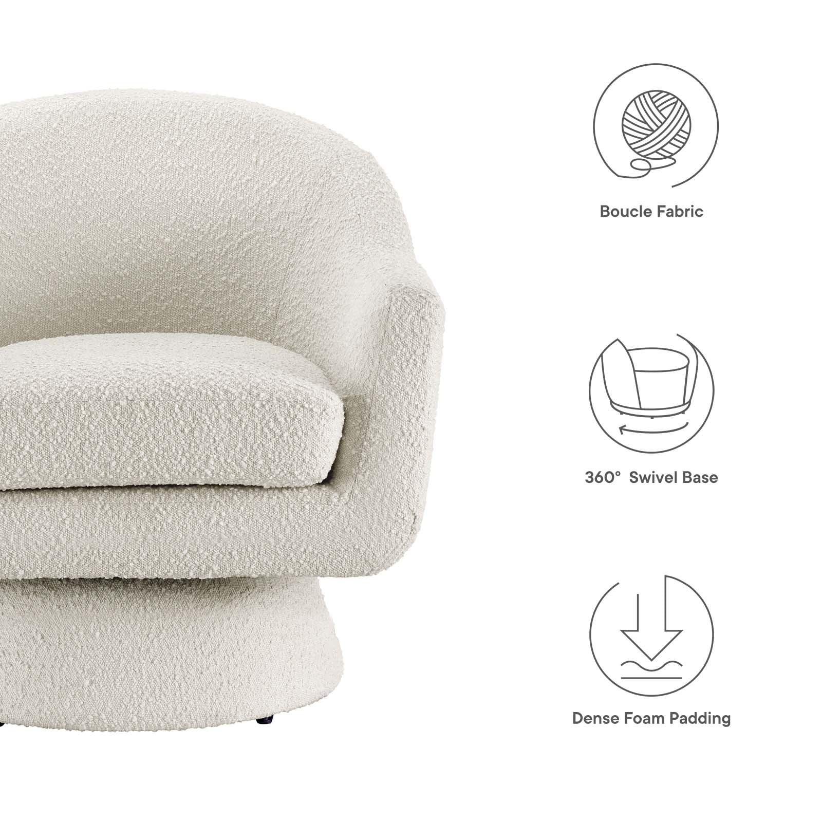 Astral Boucle Fabric Boucle Fabric Swivel Chair By Modway - EEI-6359 - Image 6