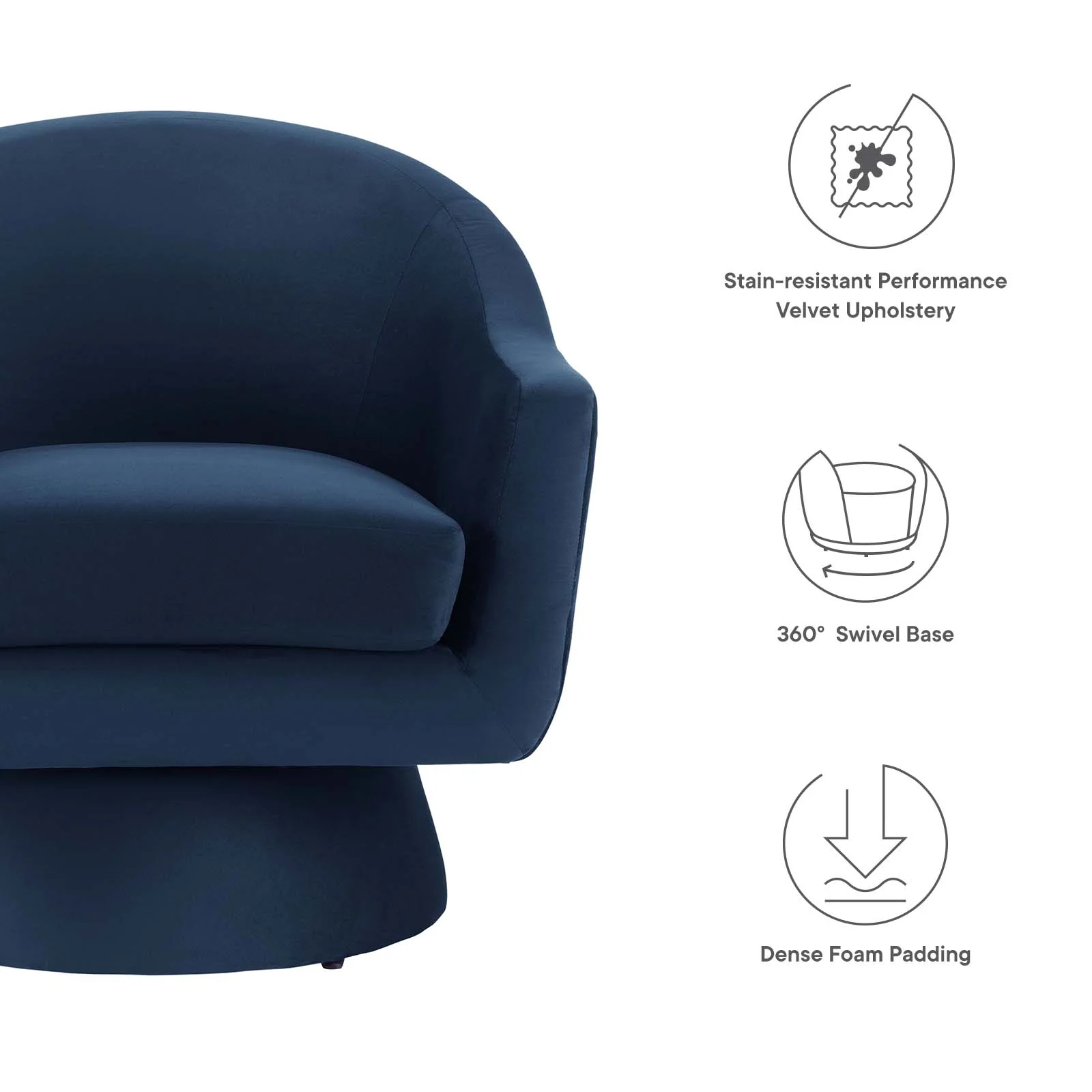 Astral Performance Velvet Fabric and Wood Swivel Chair By Modway - EEI-6360 - Image 14