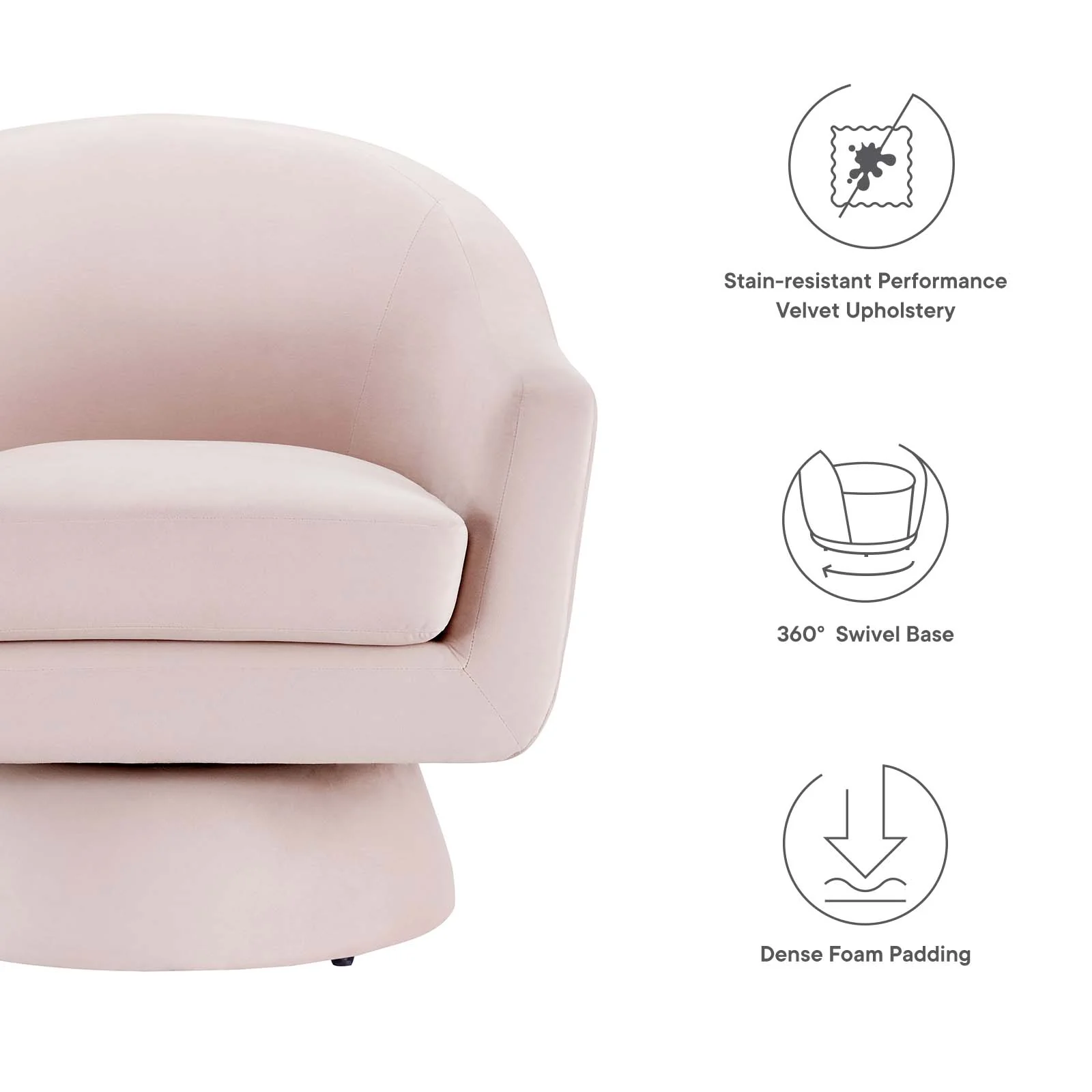 Astral Performance Velvet Fabric and Wood Swivel Chair By Modway - EEI-6360 - Image 22