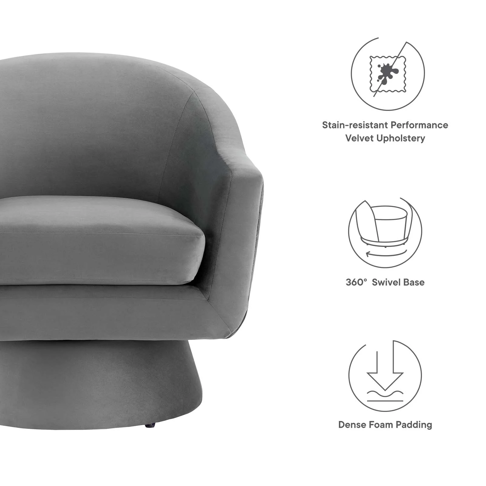 Astral Performance Velvet Fabric and Wood Swivel Chair By Modway - EEI-6360 - Image 7