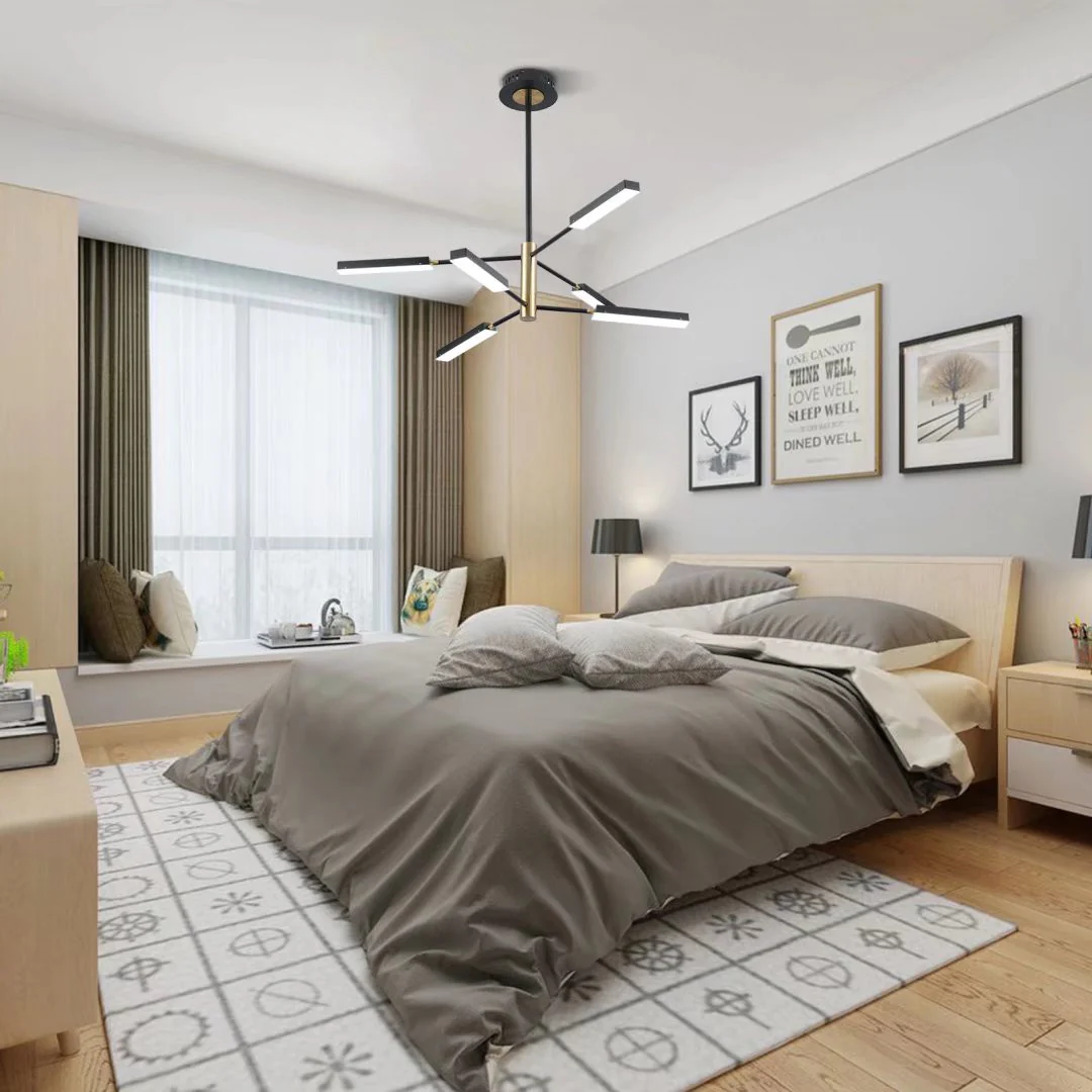 Asymmetric Black and Gold Six Light Ceiling Light By Homeroots - Image 4