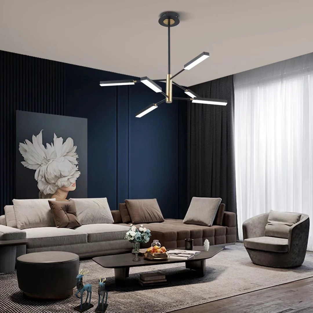 Asymmetric Black and Gold Six Light Ceiling Light By Homeroots - Image 5