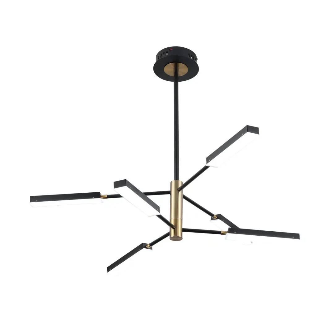 Asymmetric Black and Gold Six Light Ceiling Light By Homeroots - Image 6