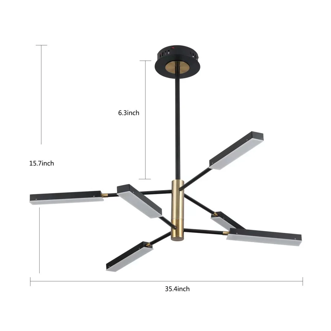 Asymmetric Black and Gold Six Light Ceiling Light By Homeroots - Image 7