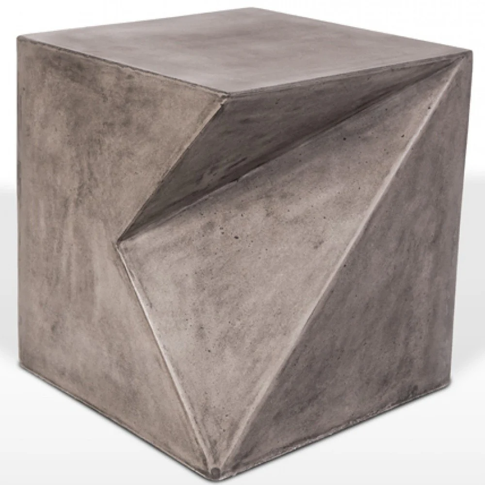 Asymmetric Dark Gray Concrete Cubed Stool By Homeroots - Image 3