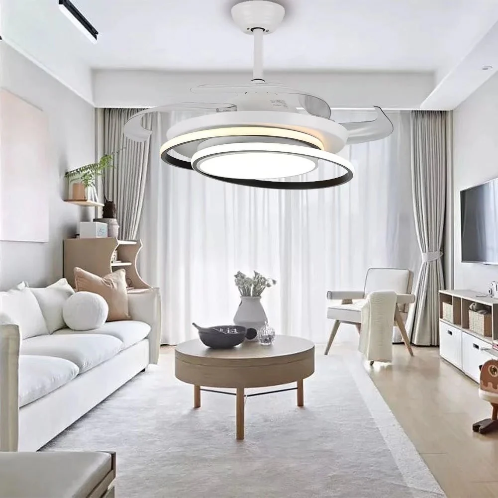 Asymmetric White Ceiling Lamp And Fan By Homeroots - Image 2