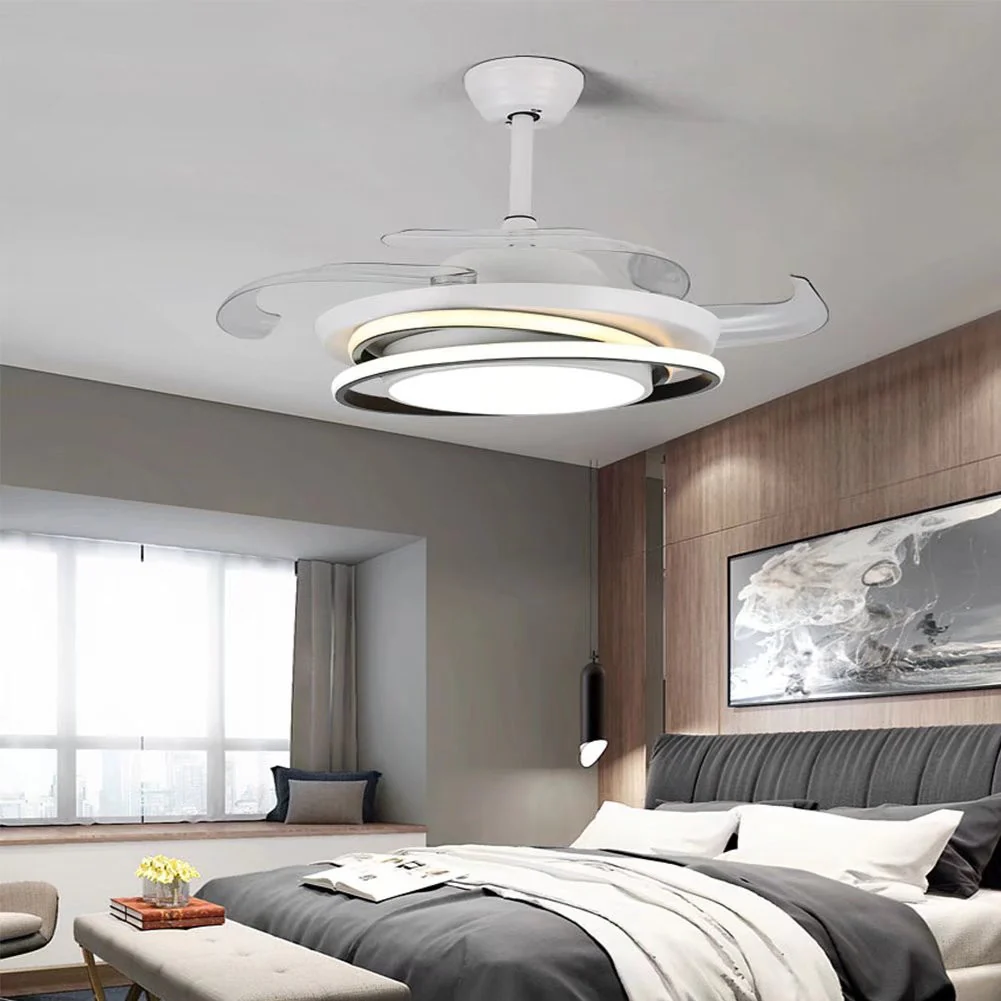 Asymmetric White Ceiling Lamp And Fan By Homeroots - Image 3