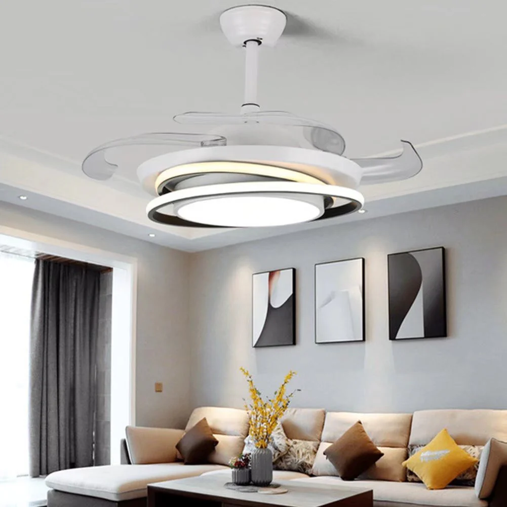Asymmetric White Ceiling Lamp And Fan By Homeroots - Image 4