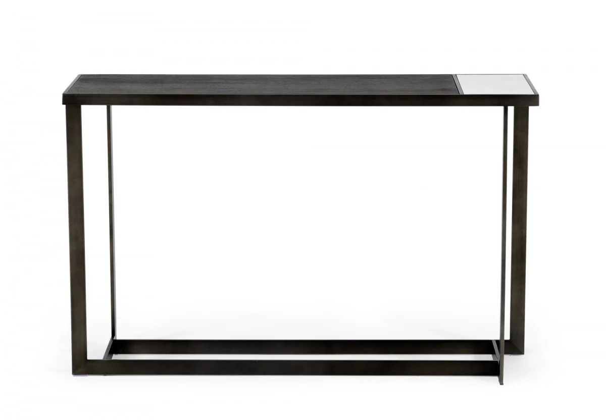 Asymmetrical 47" Antiqued Bronze Grey And Ceramic Console Table By Homeroots - Image 2