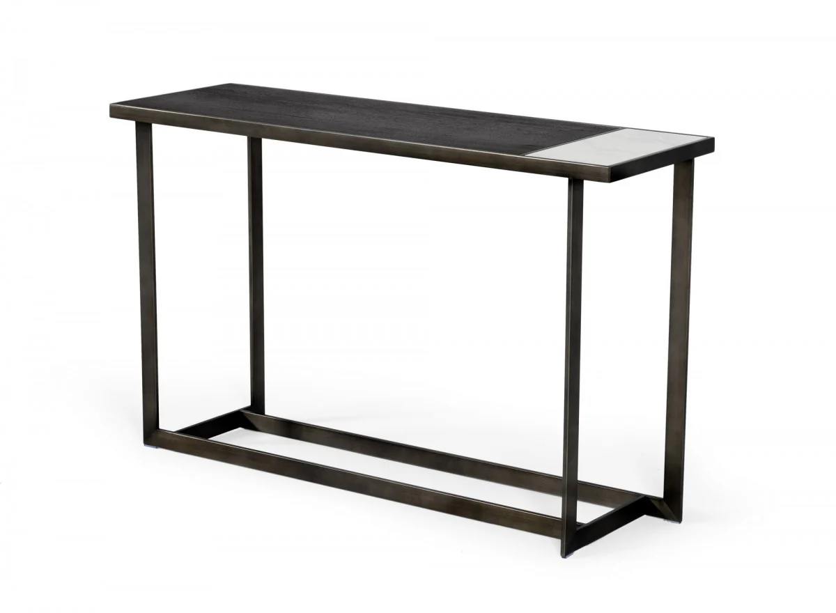 Asymmetrical 47" Antiqued Bronze Grey And Ceramic Console Table By Homeroots - Image 3