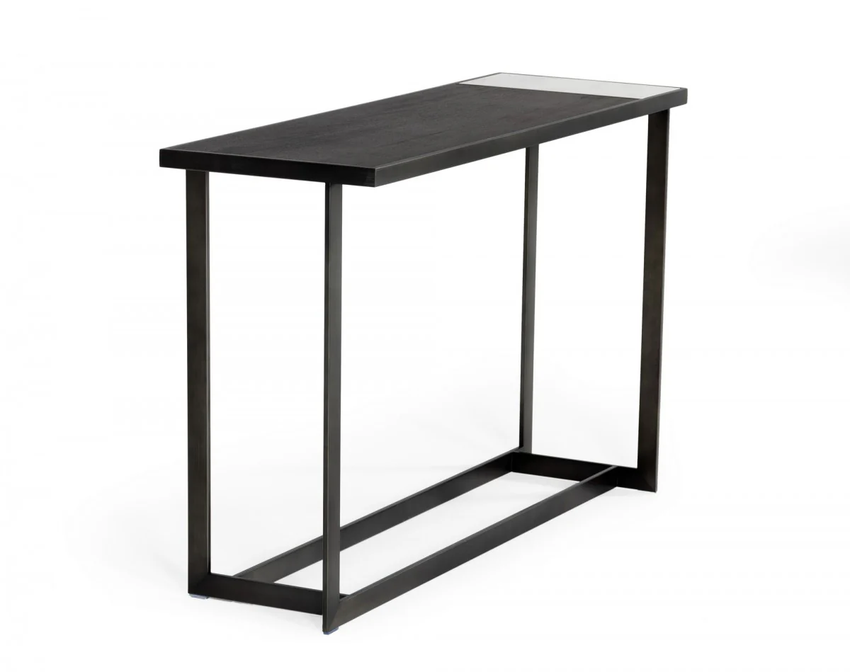 Asymmetrical 47" Antiqued Bronze Grey And Ceramic Console Table By Homeroots - Image 4