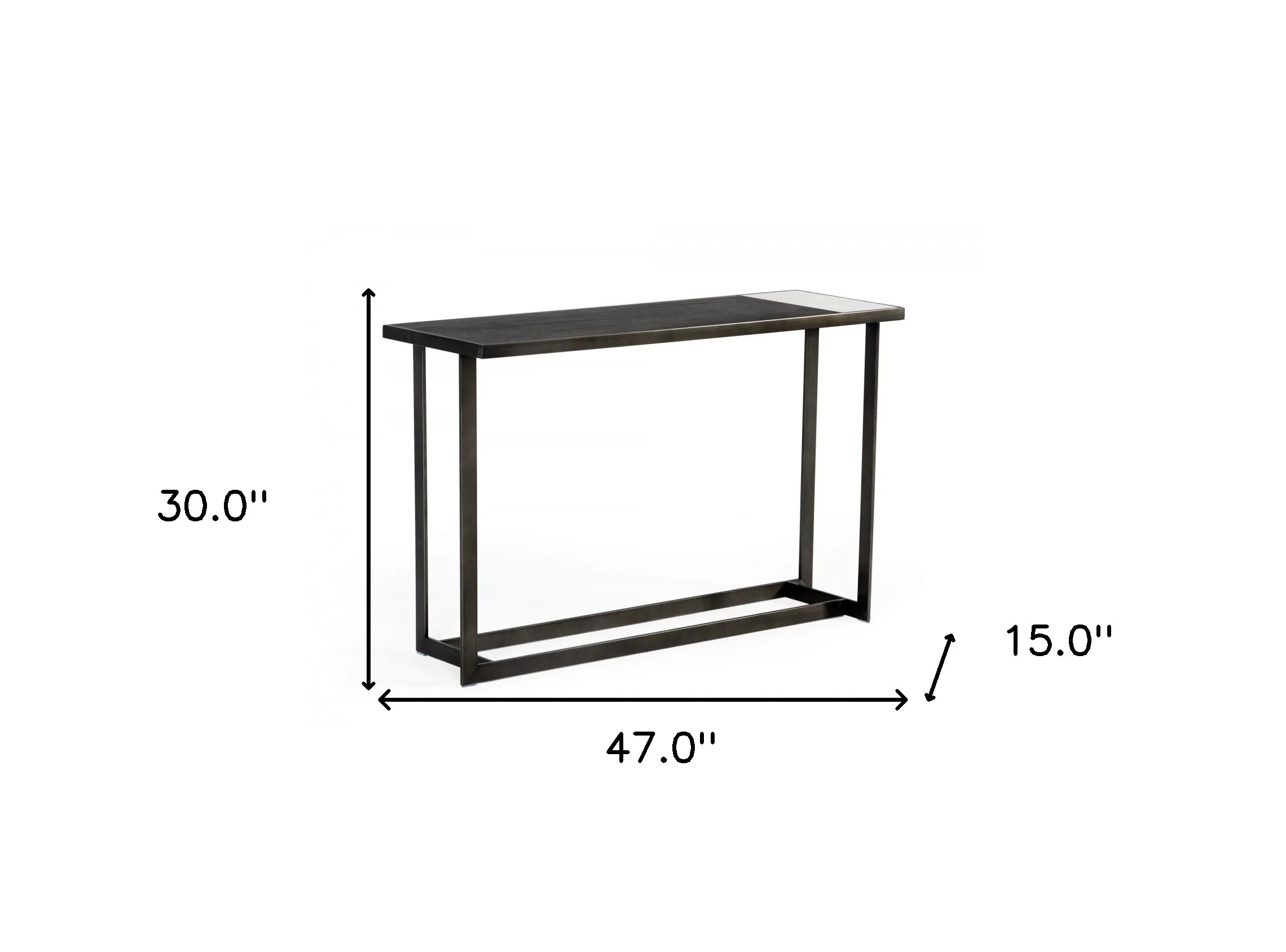 Asymmetrical 47" Antiqued Bronze Grey And Ceramic Console Table By Homeroots - Image 5