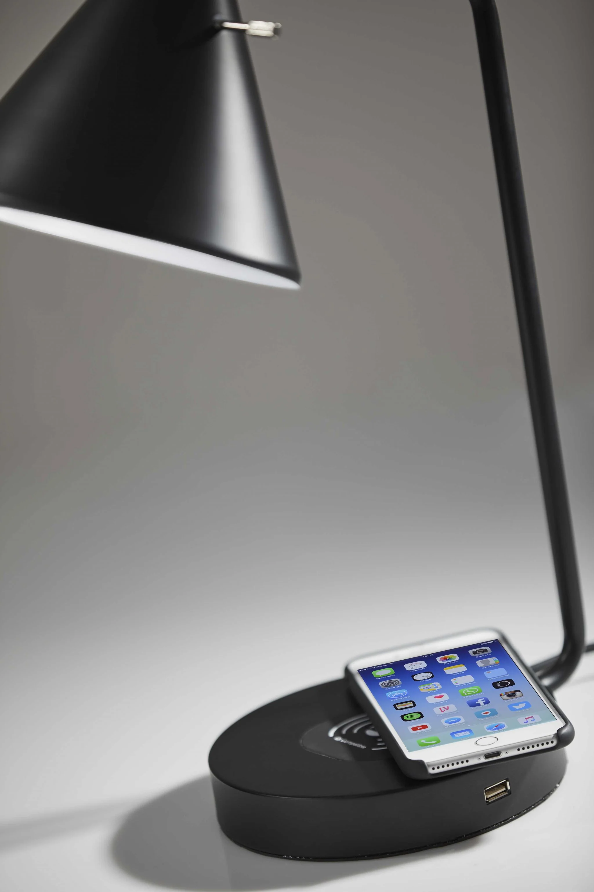 Asymmetrical Diabolo Black Metal Desk Lamp By Homeroots - Image 2