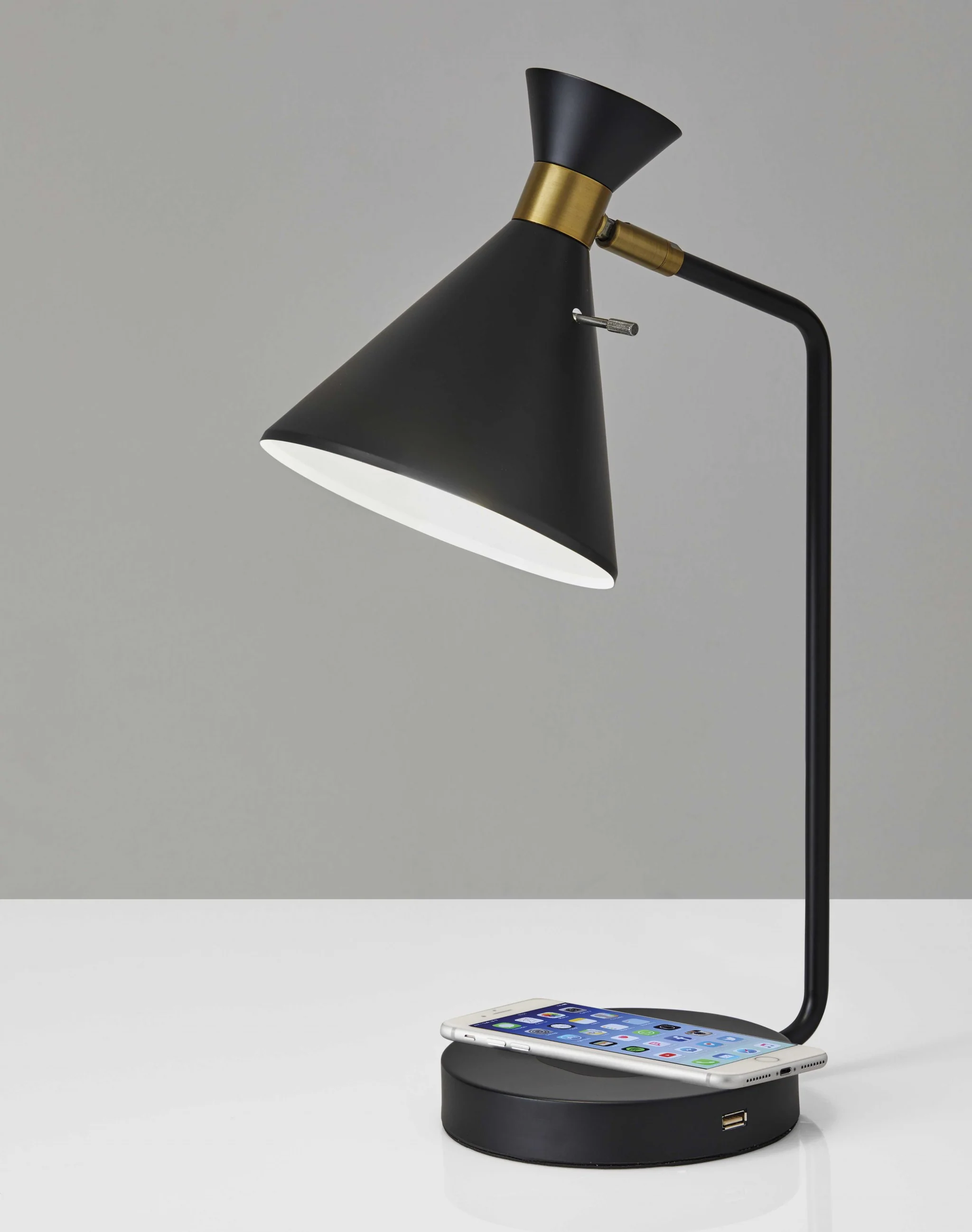 Asymmetrical Diabolo Black Metal Desk Lamp By Homeroots - Image 3