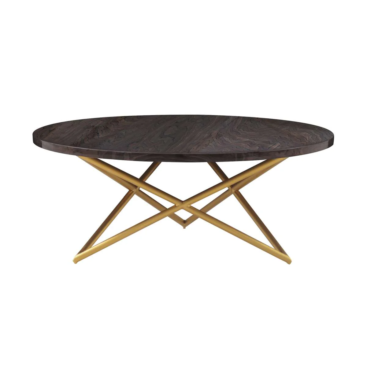 Atala Brown Veneer Coffee Table with Brushed Gold Legs By Armen Living - Image 2