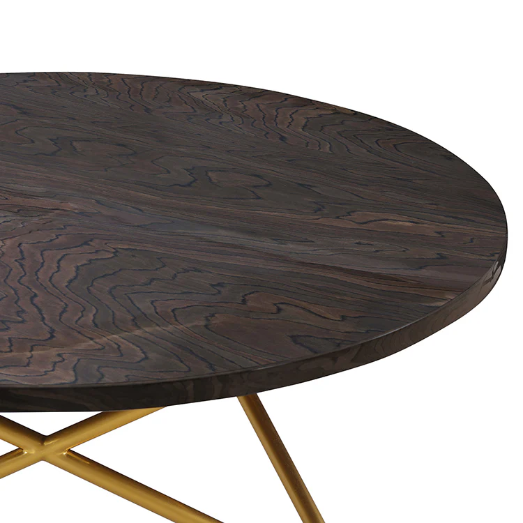 Atala Brown Veneer Coffee Table with Brushed Gold Legs By Armen Living - Image 5