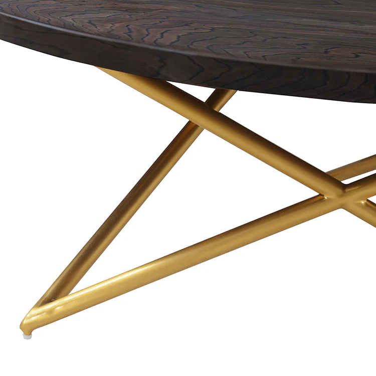 Atala Brown Veneer Coffee Table with Brushed Gold Legs By Armen Living - Image 7