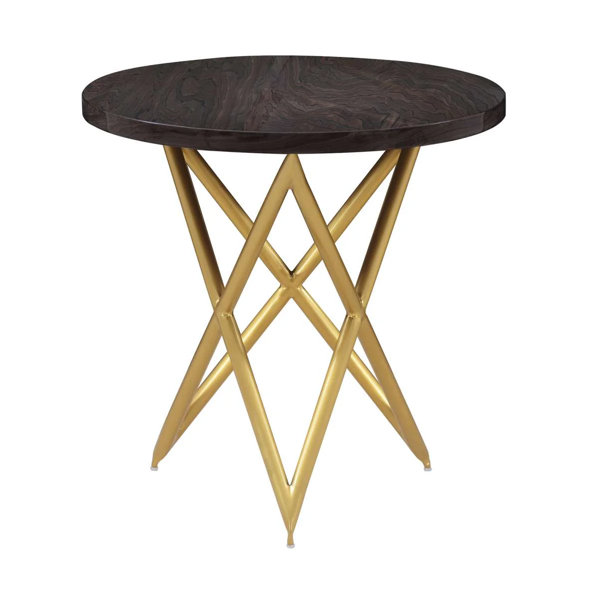 Atala Brown Veneer End Table with Brushed Gold Legs By Armen Living - Image 2