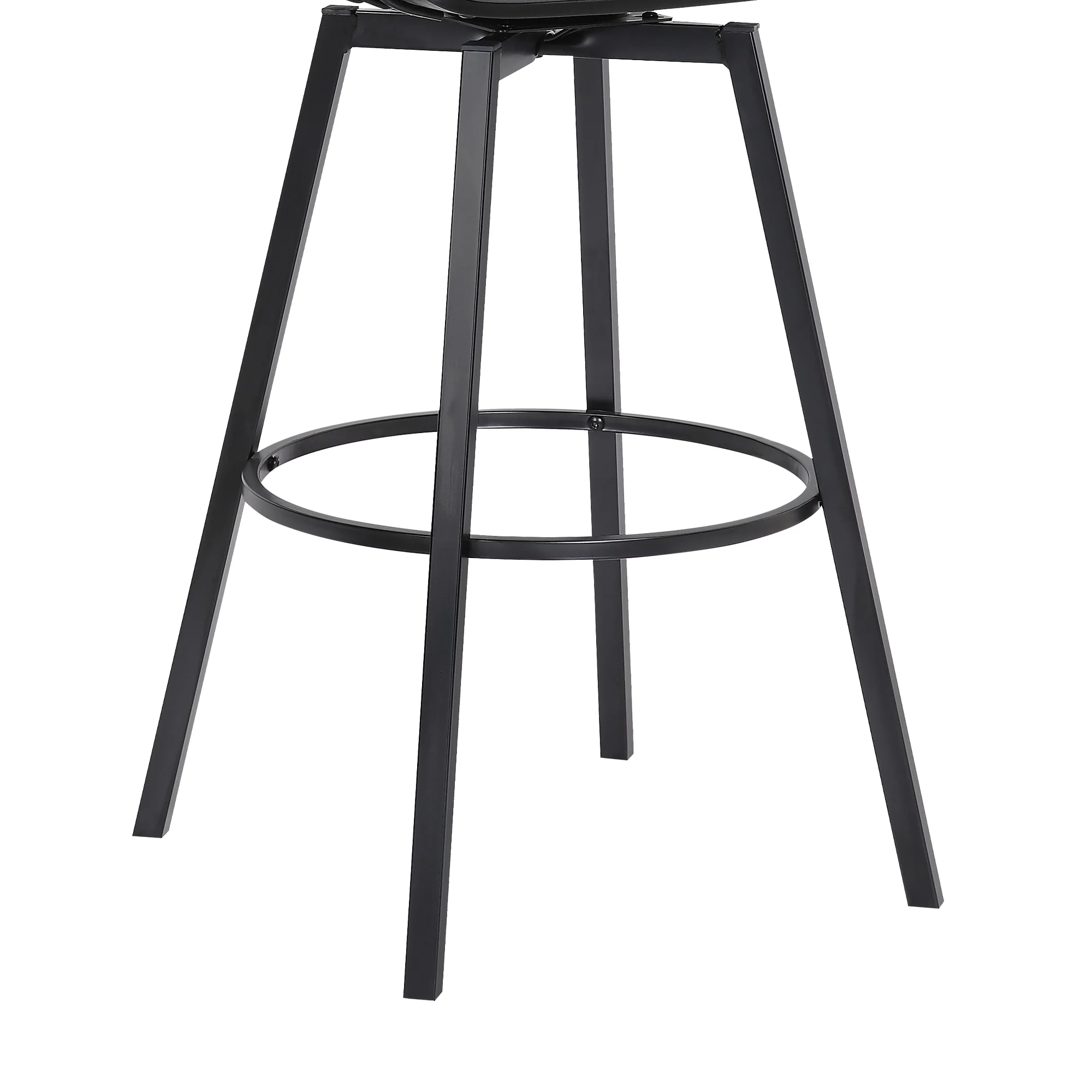 Athena 27" Swivel Black Wood Counter Stool in Grey Faux Leather with Black Metal By Armen Living - Image 8