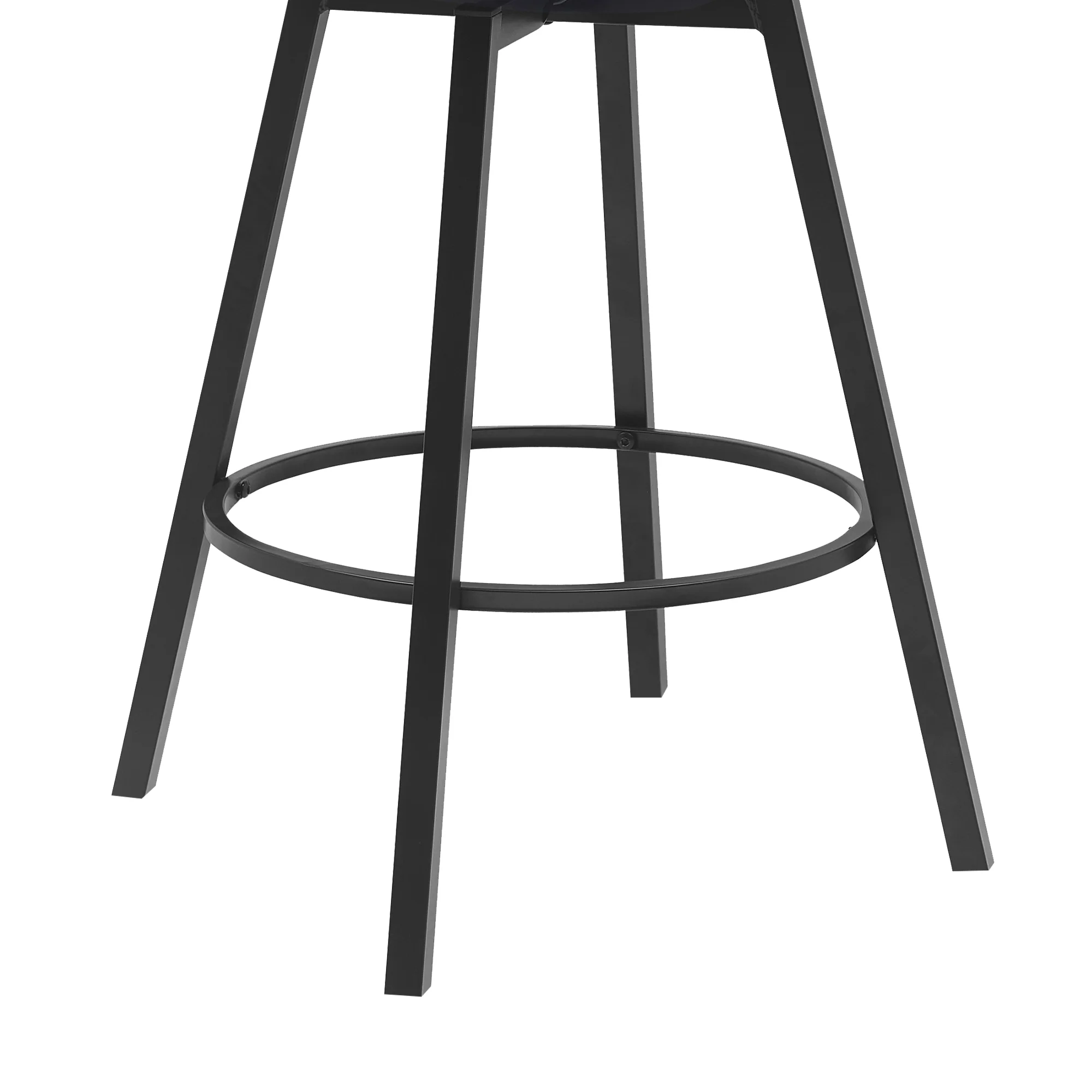 Athena 27" Swivel Walnut Wood Counter Stool in Black Faux Leather with Black Metal By Armen Living - Image 22