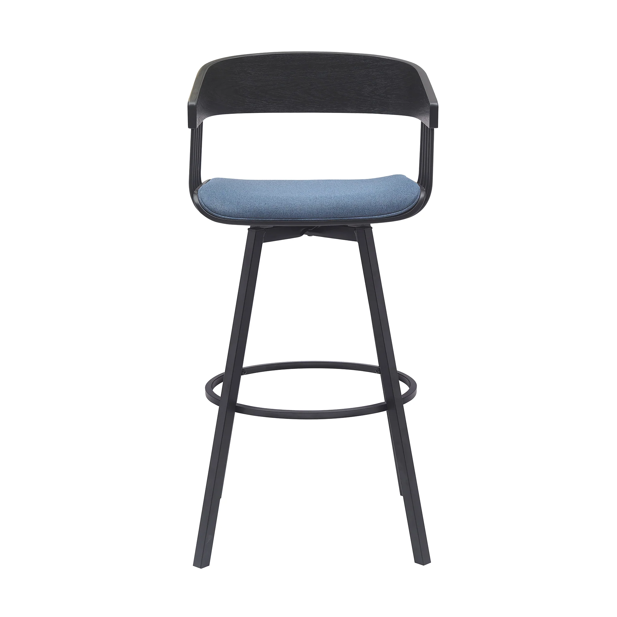 Athena 31" Swivel Black Wood Bar Stool in Light Gray Fabric with Black Metal By Armen Living - Image 10