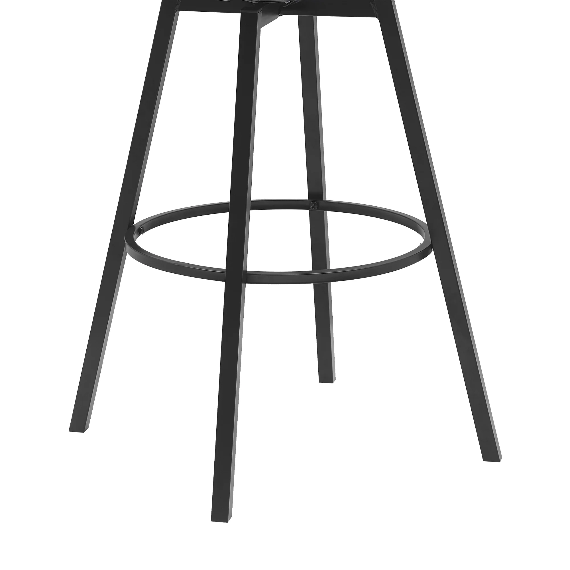 Athena 31" Swivel Black Wood Bar Stool in Light Gray Fabric with Black Metal By Armen Living - Image 6