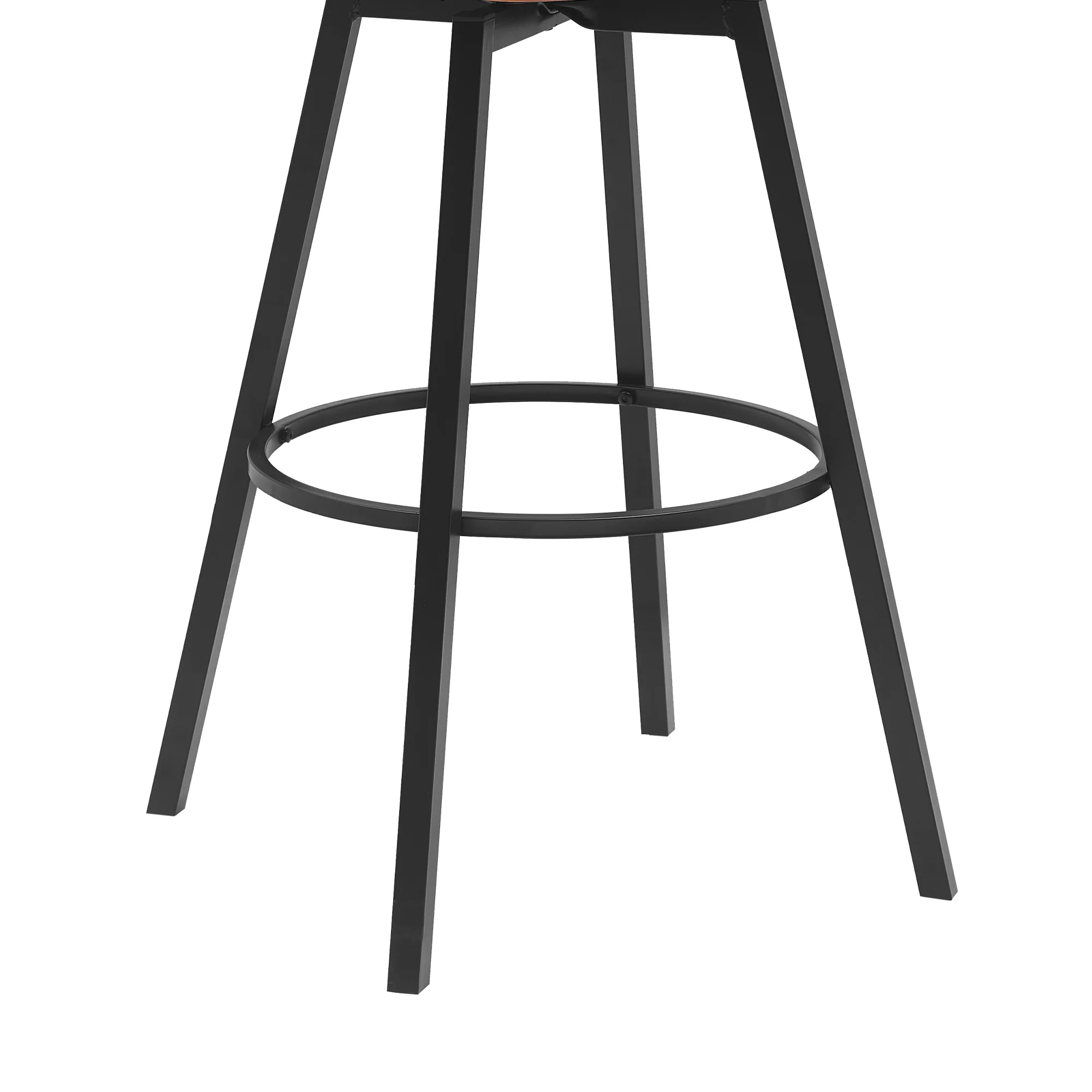 Athena 31" Swivel Walnut Wood Bar Stool in Black Faux Leather with Black Metal By Armen Living - Image 14