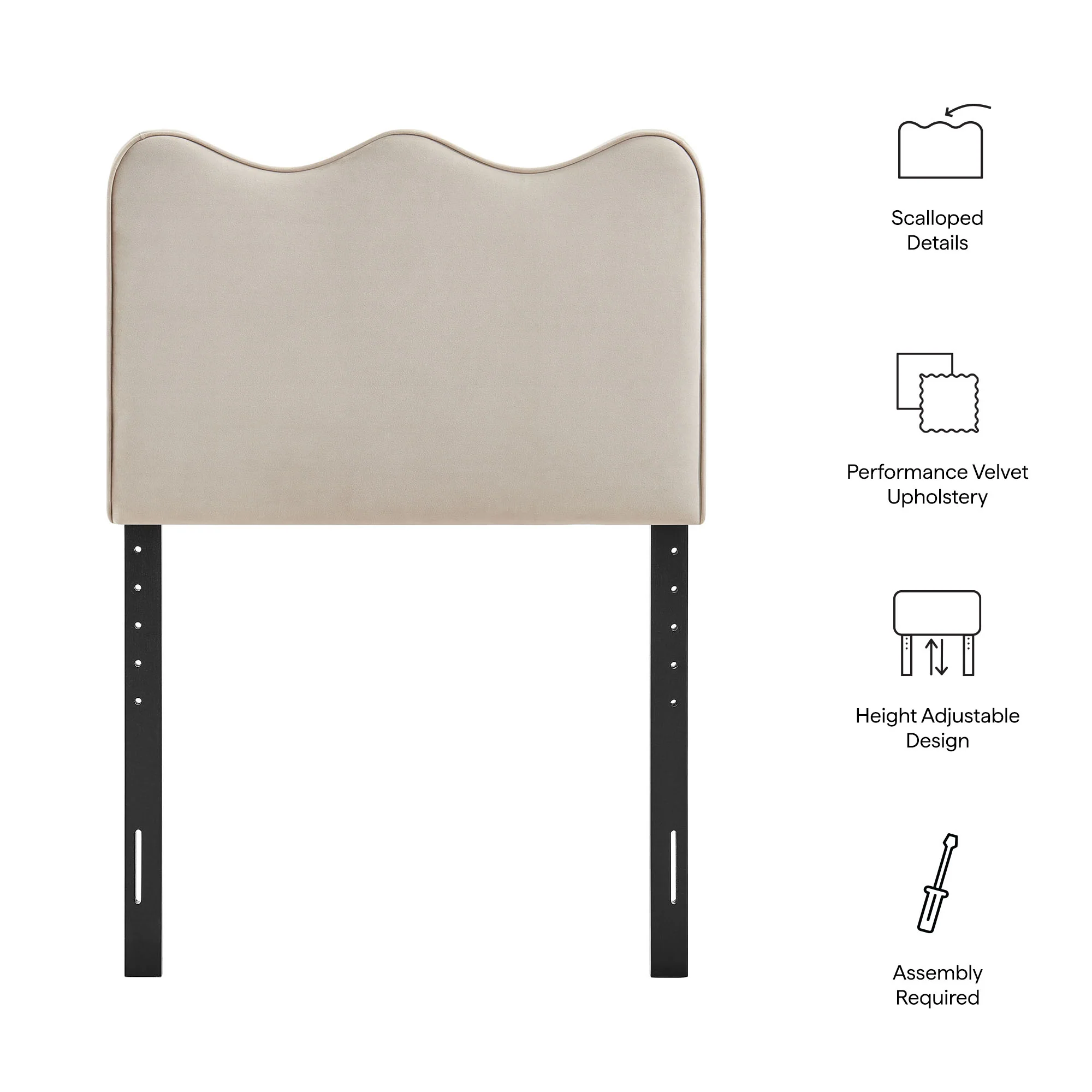 Athena Stain-Resistant Performance Velvet Twin Size Headboard by Modway - Image 15