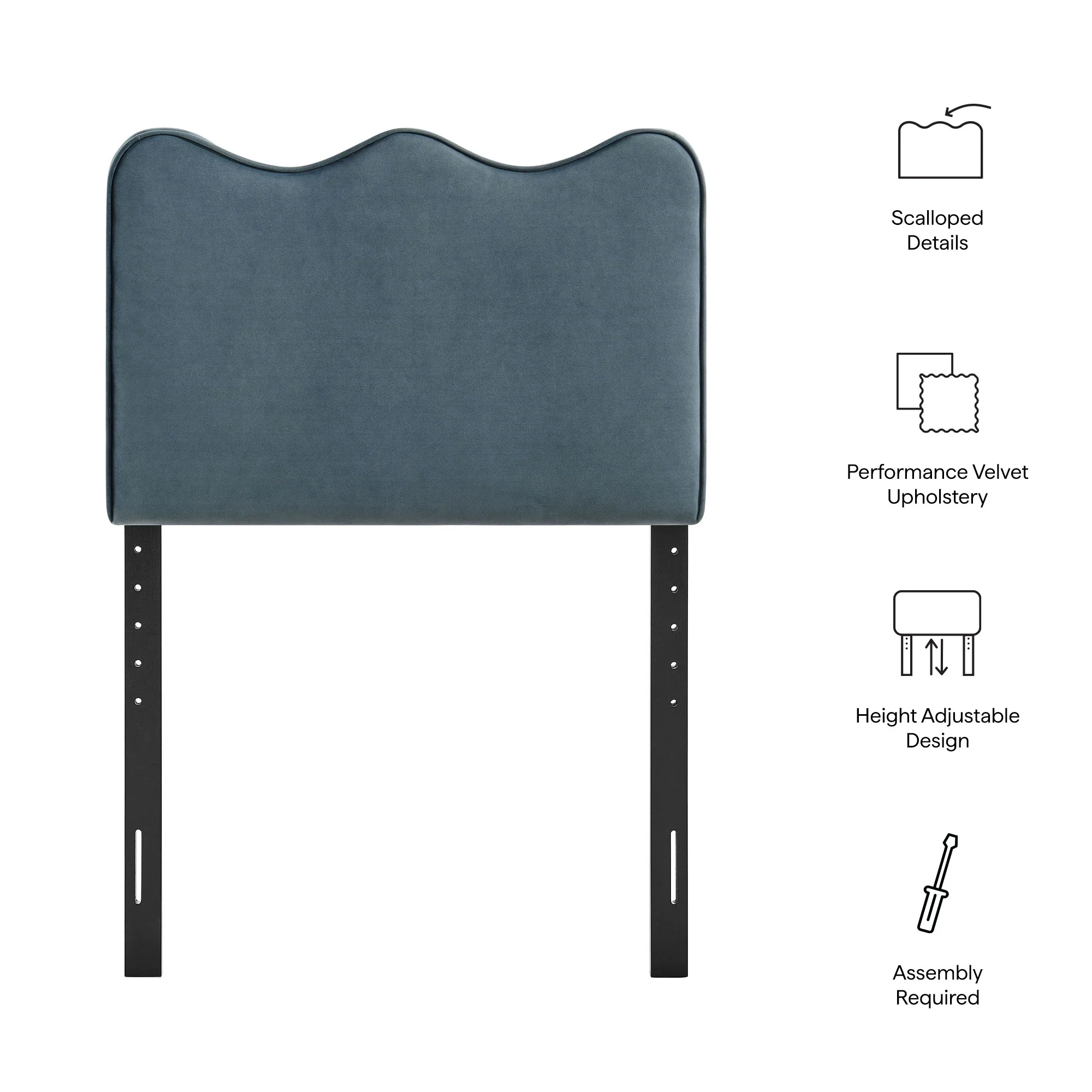 Athena Stain-Resistant Performance Velvet Twin Size Headboard by Modway - Image 23
