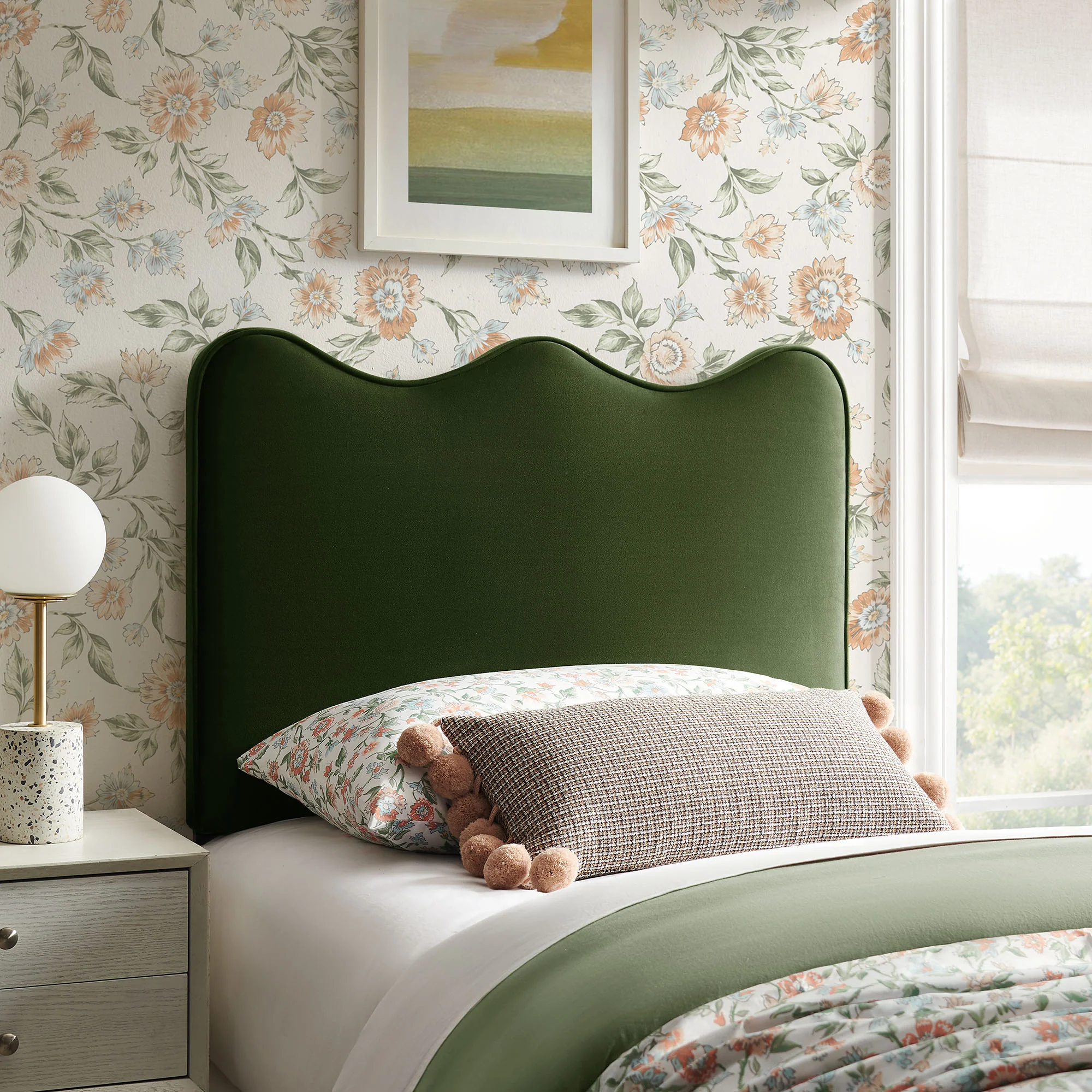 Athena Stain-Resistant Performance Velvet Twin Size Headboard by Modway - Image 38