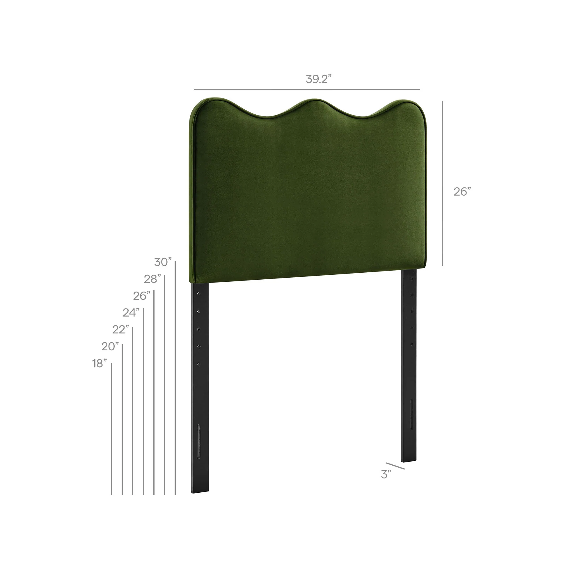 Athena Stain-Resistant Performance Velvet Twin Size Headboard by Modway - Image 40