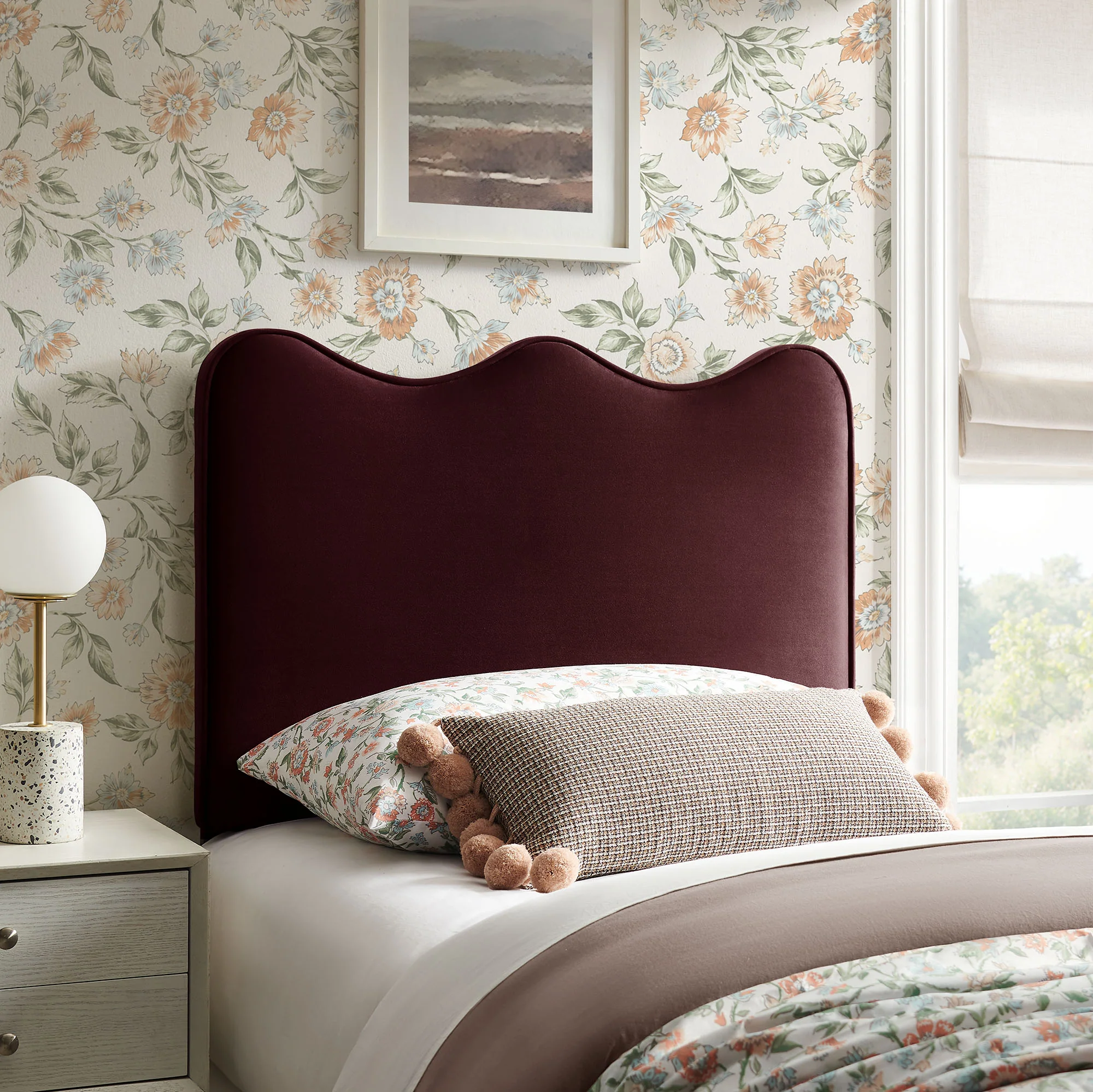 Athena Stain-Resistant Performance Velvet Twin Size Headboard by Modway - Image 46