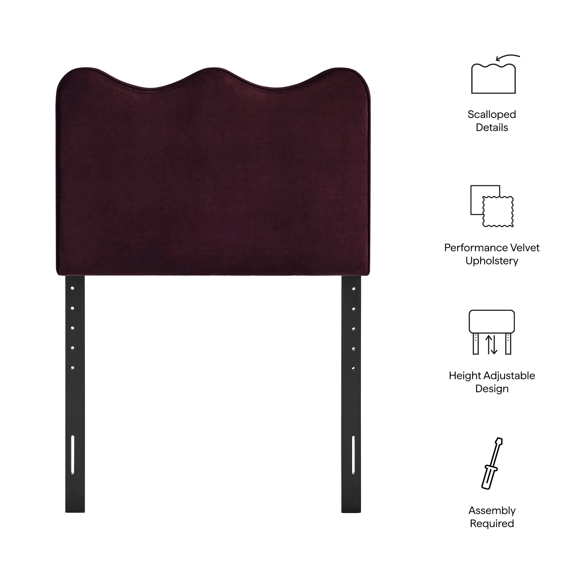 Athena Stain-Resistant Performance Velvet Twin Size Headboard by Modway - Image 47