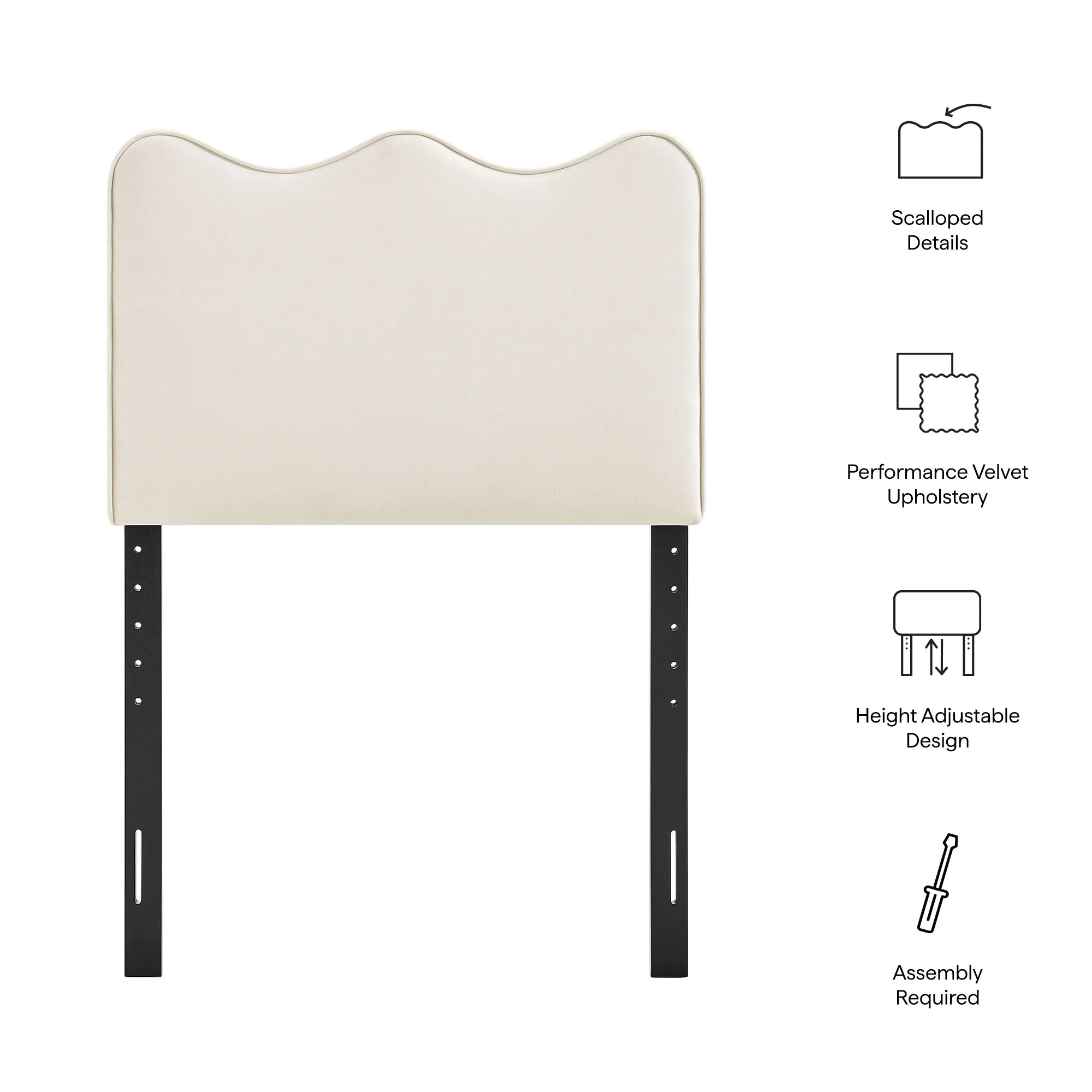 Athena Stain-Resistant Performance Velvet Twin Size Headboard by Modway - Image 7