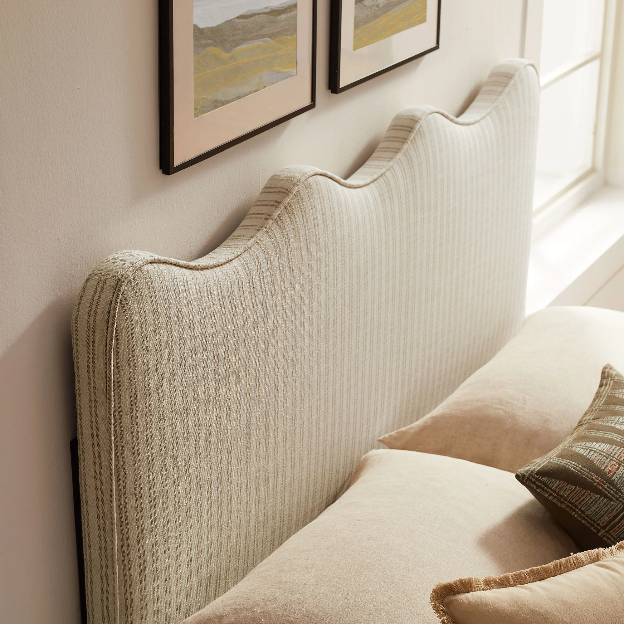 Athena Striped Fabric Upholstered Full Size Headboard by Modway - Image 14