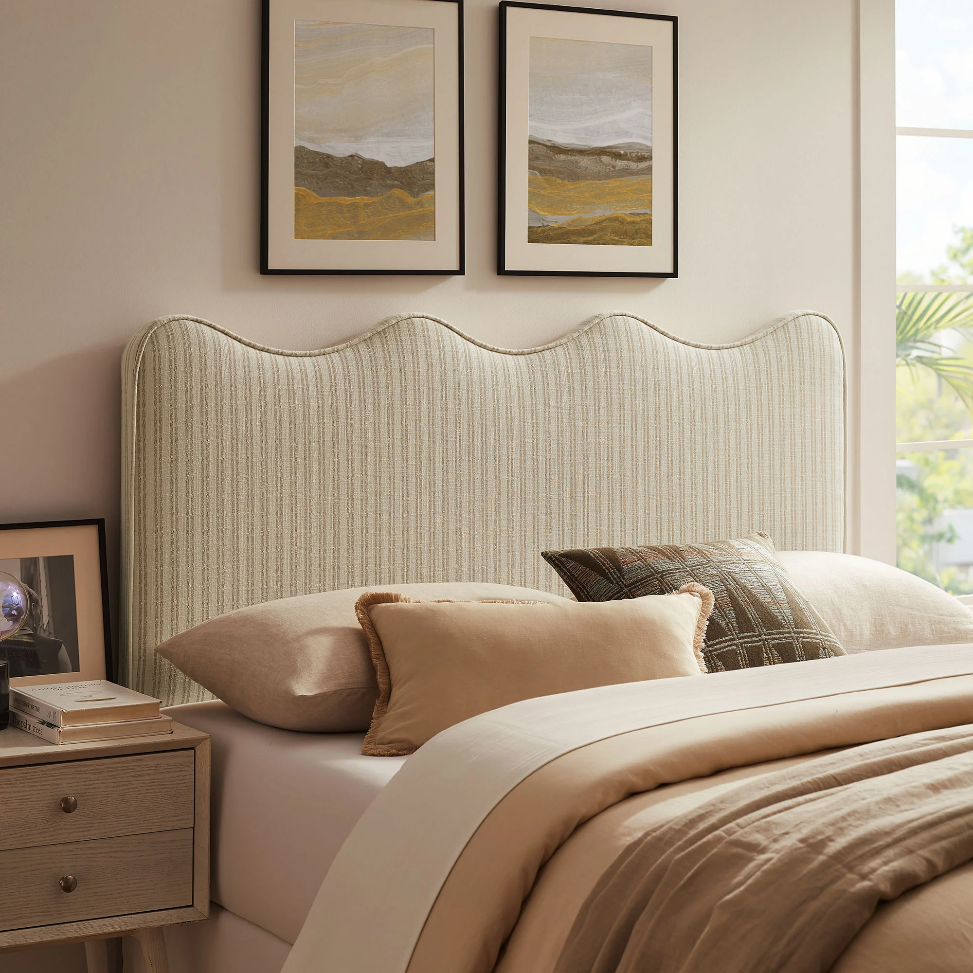 Athena Striped Fabric Upholstered Full Size Headboard by Modway - Image 16