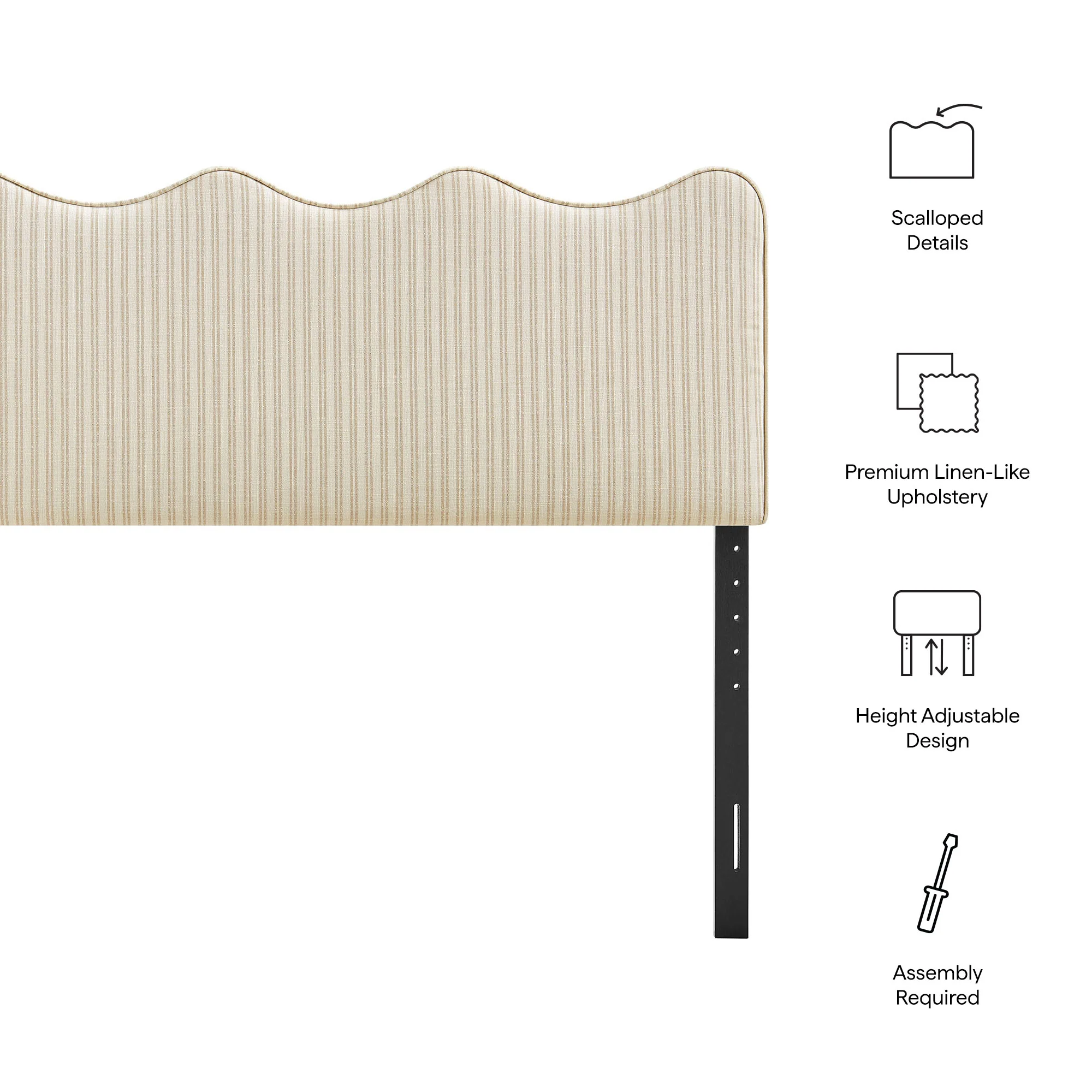 Athena Striped Fabric Upholstered Full Size Headboard by Modway - Image 17