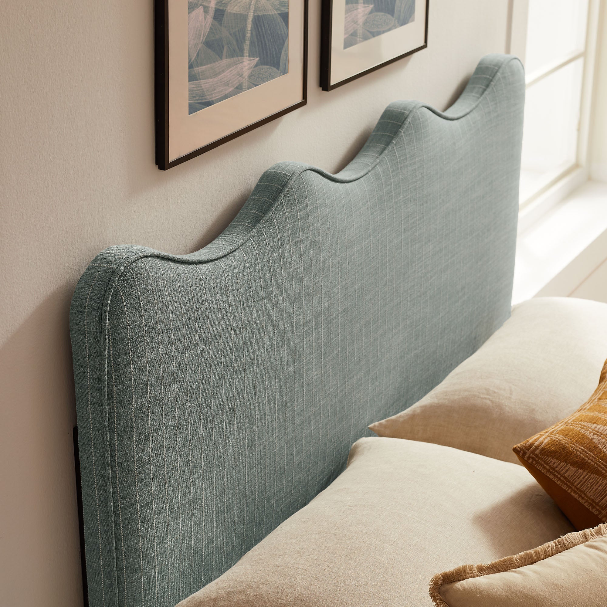 Athena Striped Fabric Upholstered Full Size Headboard by Modway - Image 23
