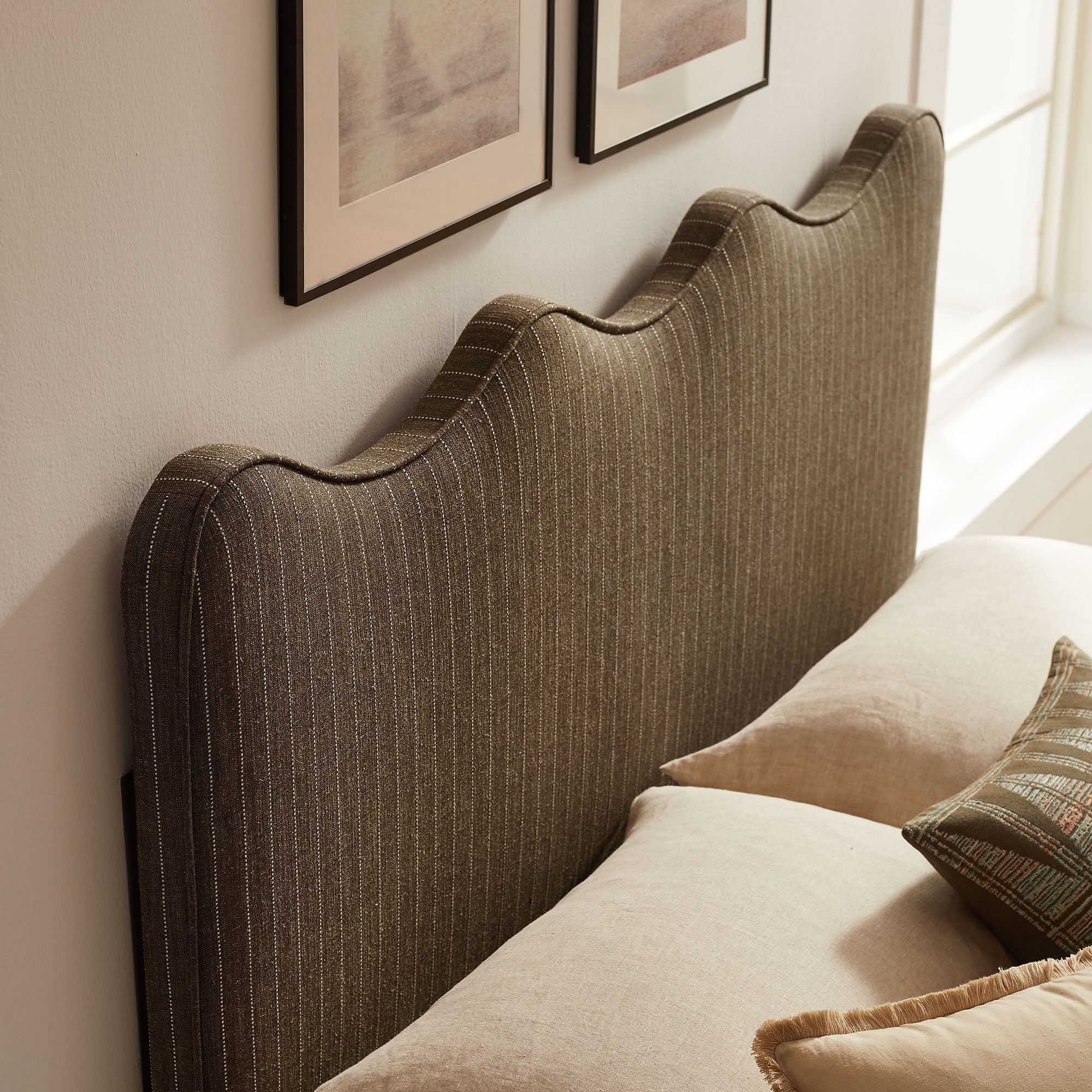 Athena Striped Fabric Upholstered Full Size Headboard by Modway - Image 5
