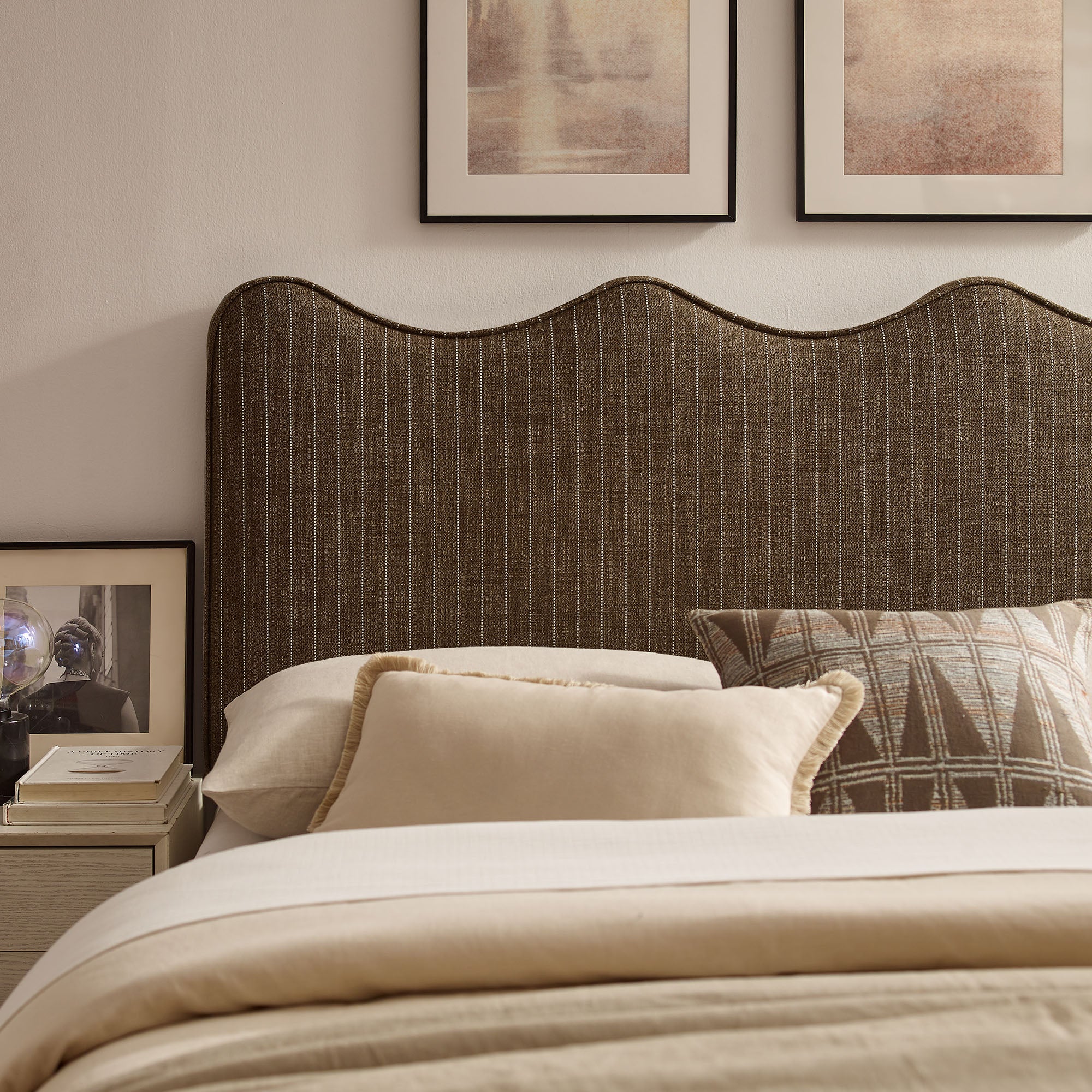 Athena Striped Fabric Upholstered Full Size Headboard by Modway - Image 6