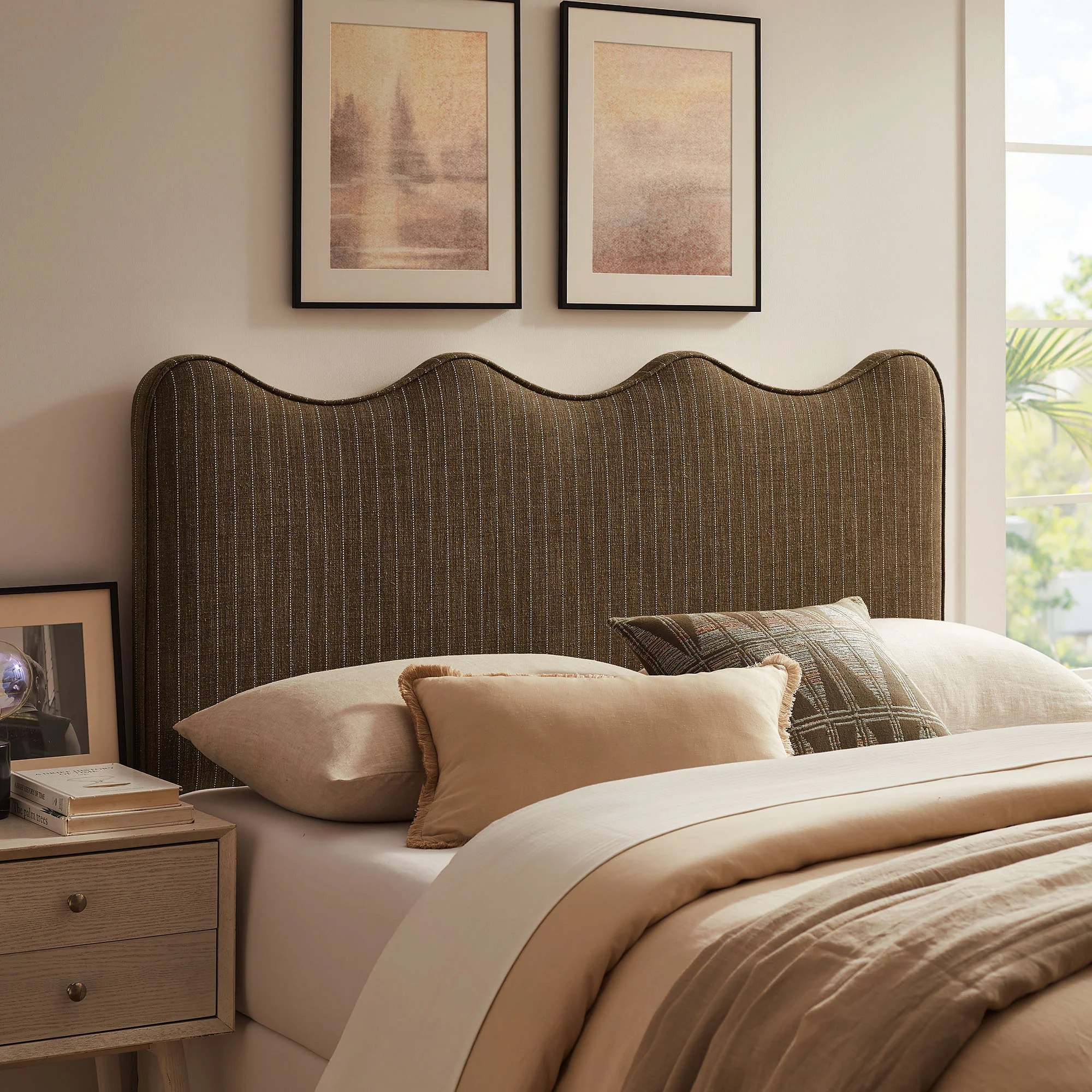 Athena Striped Fabric Upholstered Full Size Headboard by Modway - Image 7