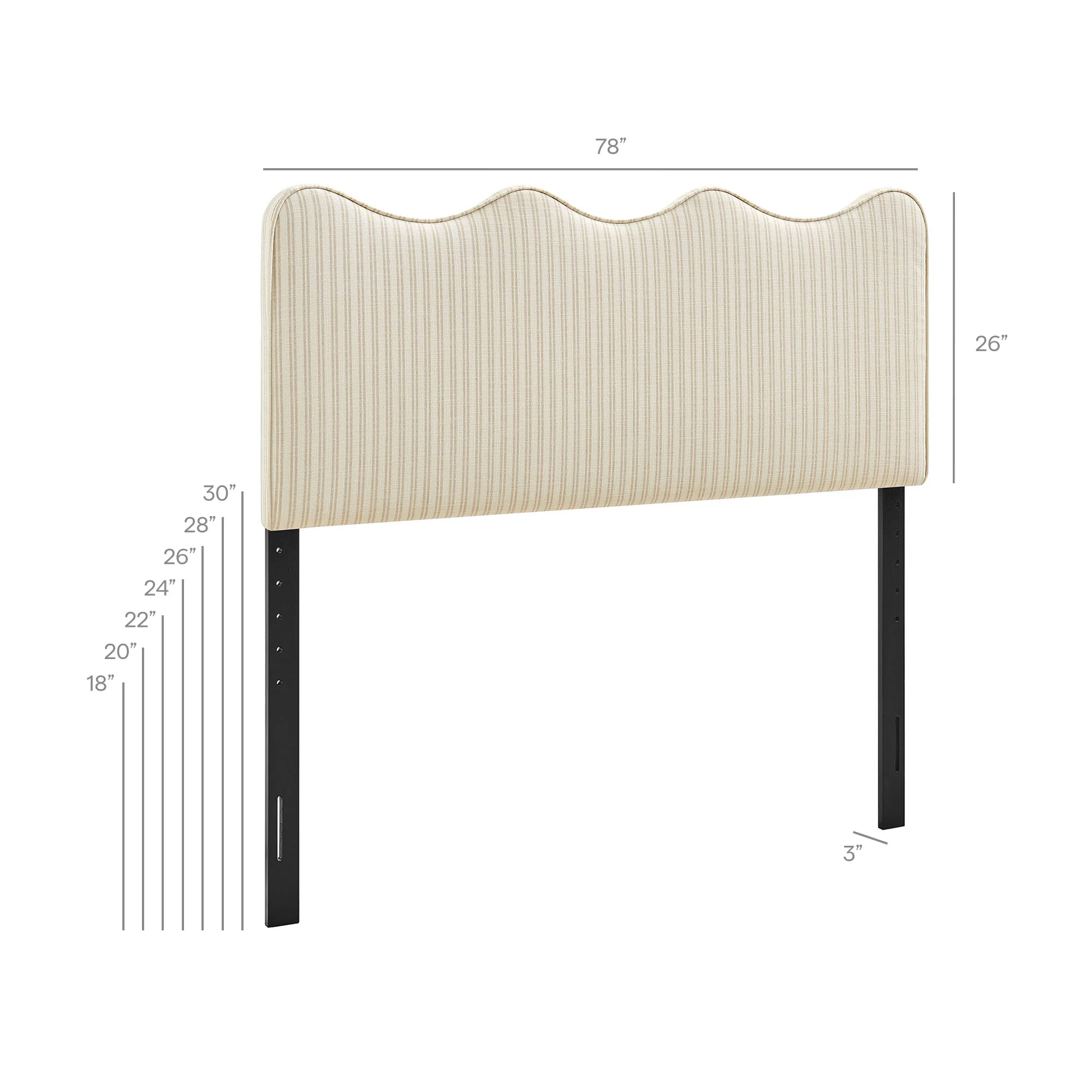Athena Striped Fabric Upholstered King Size Headboard by Modway - Image 18
