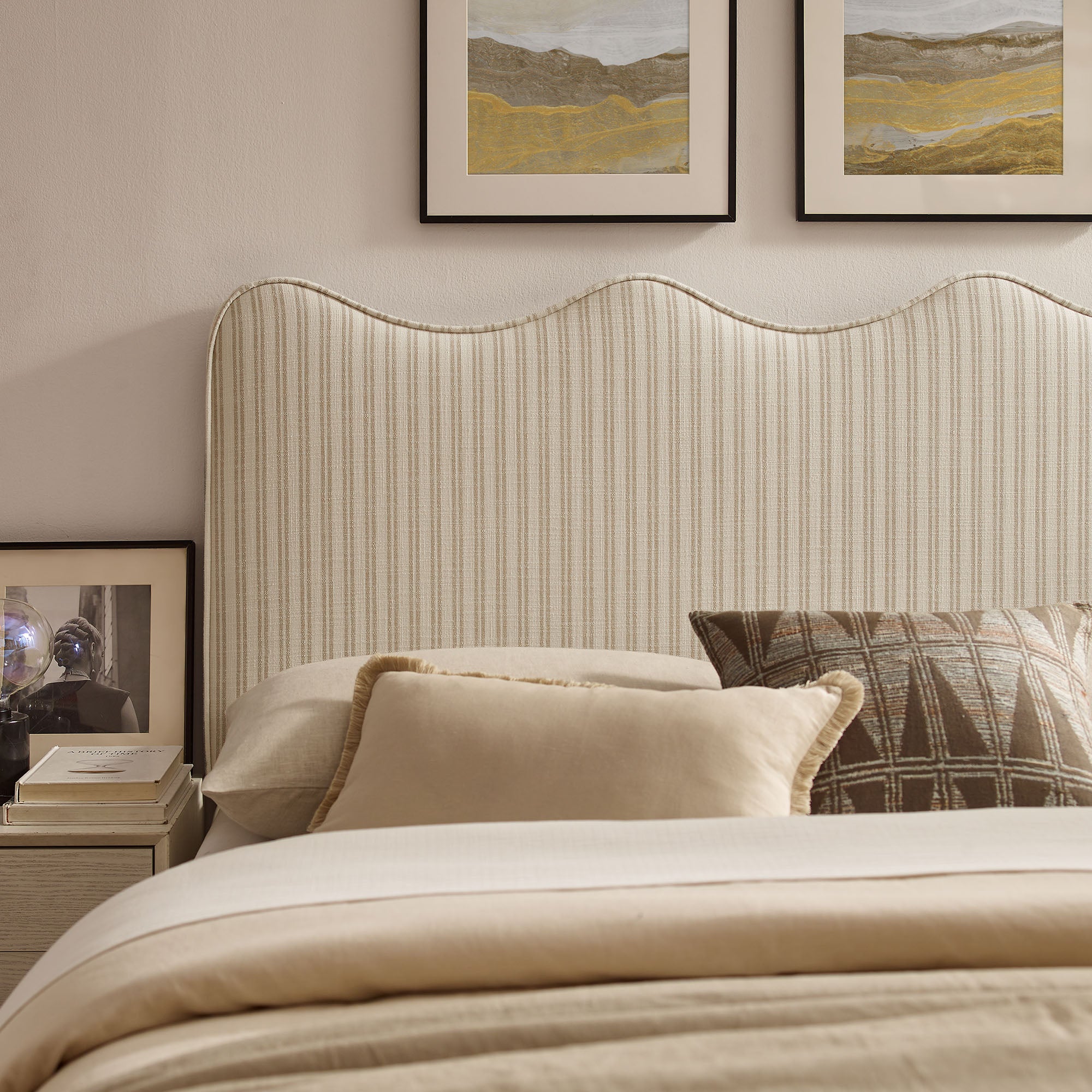 Athena Striped Fabric Upholstered Queen Size Headboard by Modway - Image 13
