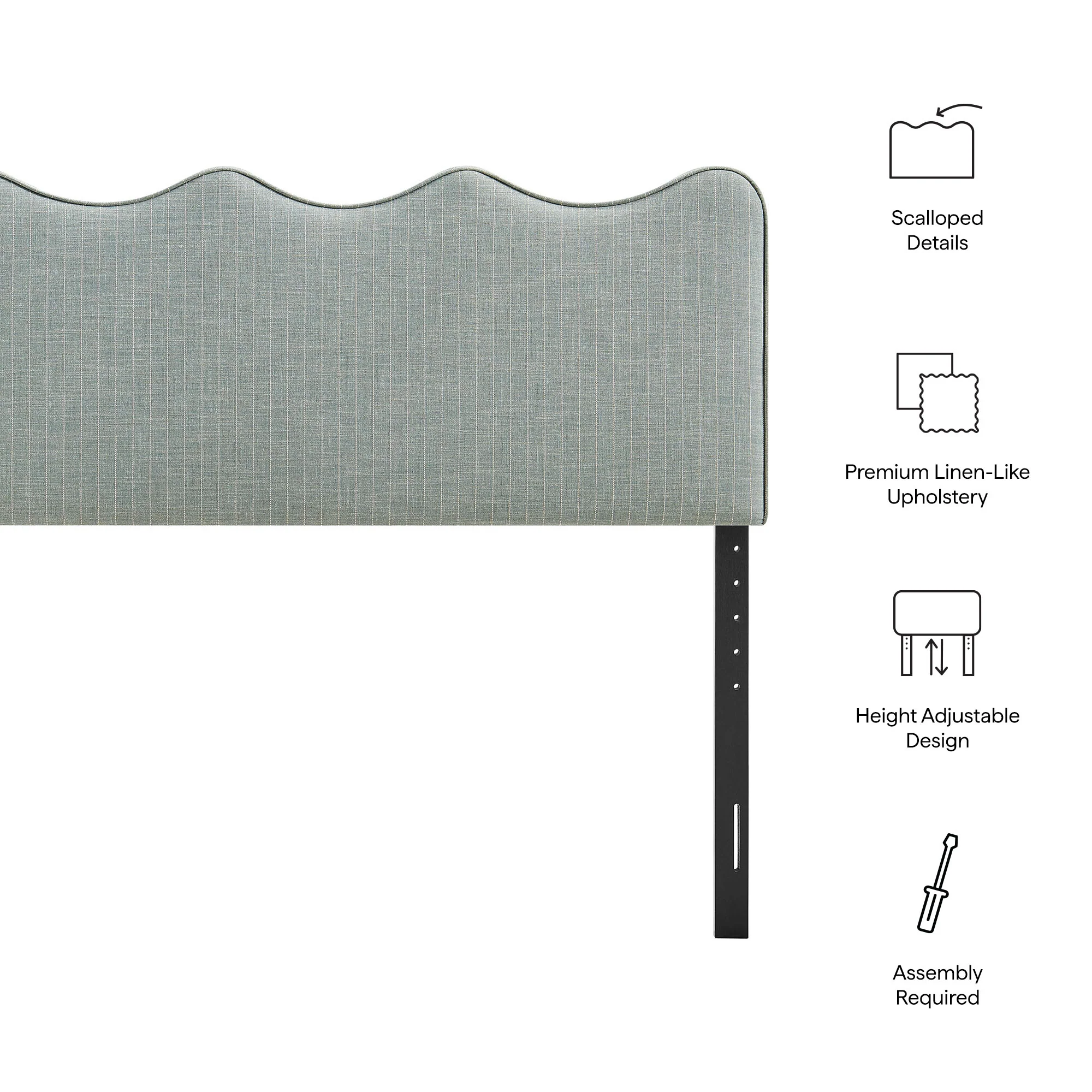 Athena Striped Fabric Upholstered Queen Size Headboard by Modway - Image 24