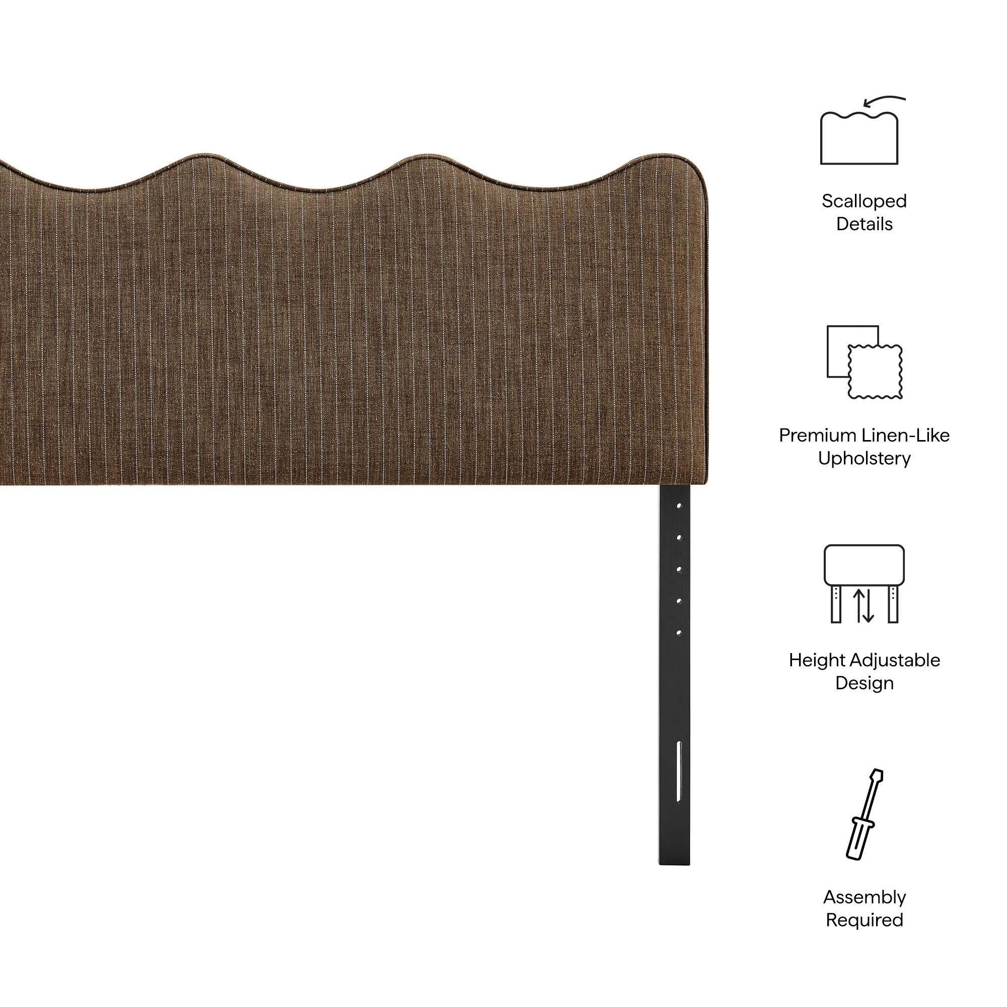 Athena Striped Fabric Upholstered Queen Size Headboard by Modway - Image 6