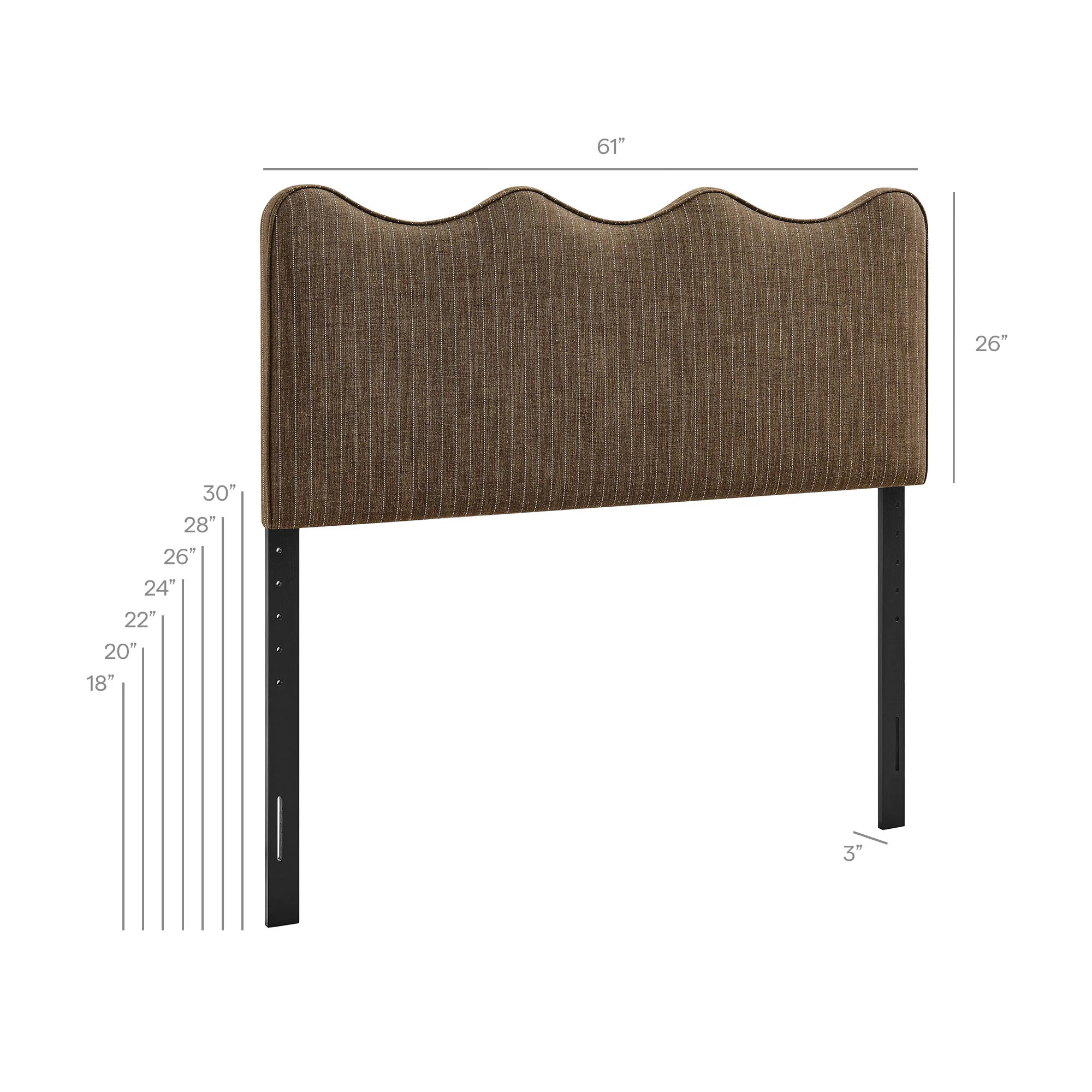 Athena Striped Fabric Upholstered Queen Size Headboard by Modway - Image 7