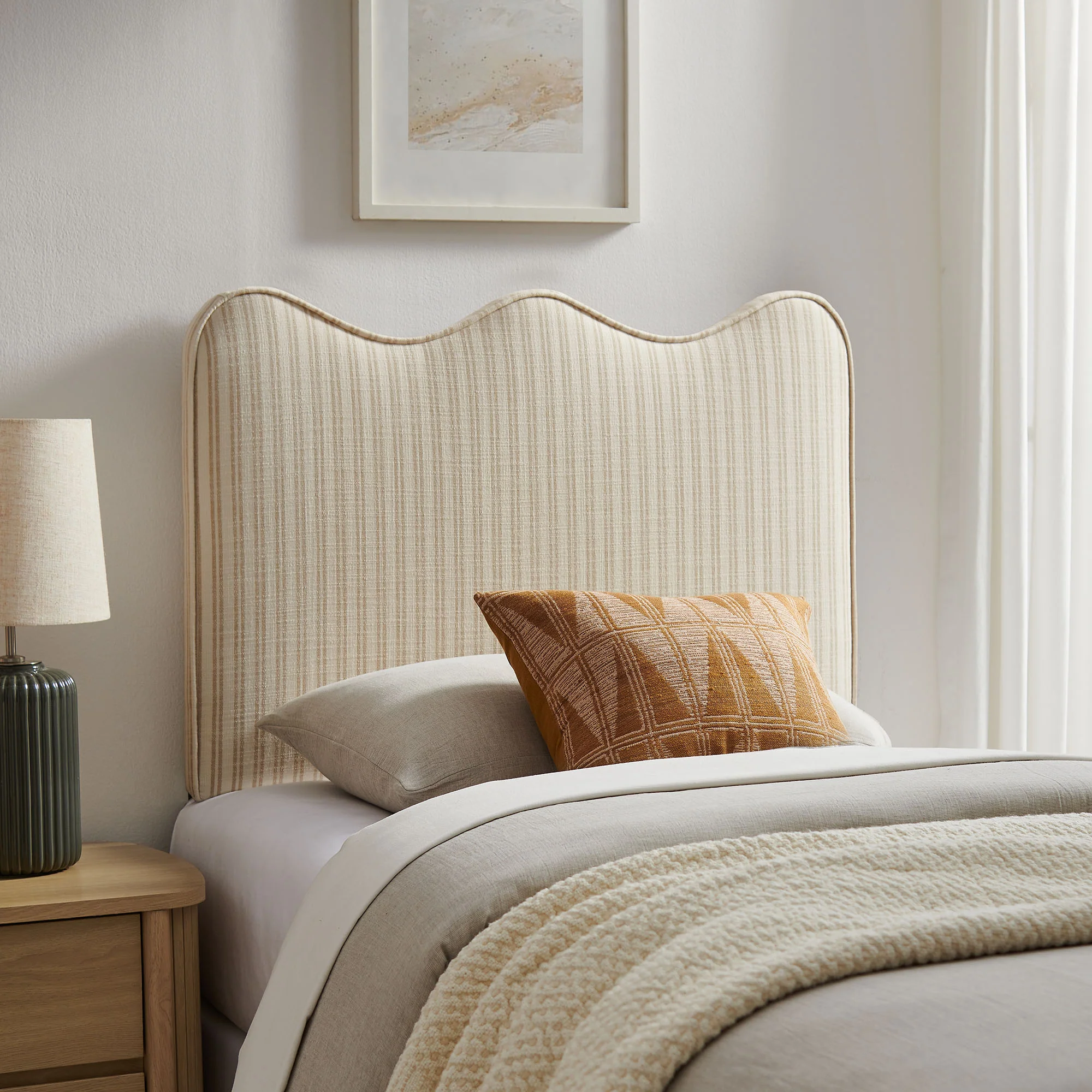 Athena Striped Fabric Upholstered Twin Size Headboard by Modway - Image 14