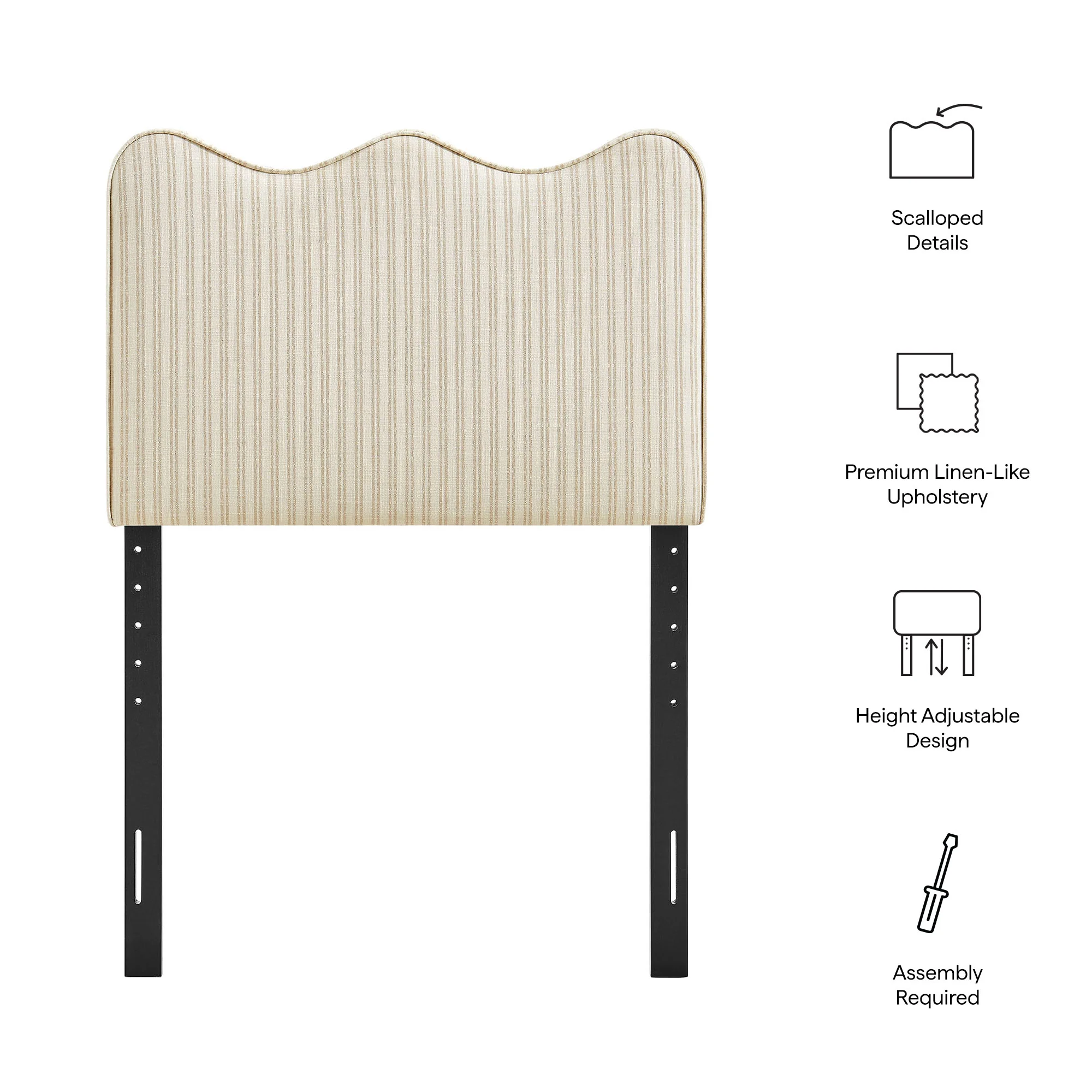 Athena Striped Fabric Upholstered Twin Size Headboard by Modway - Image 15