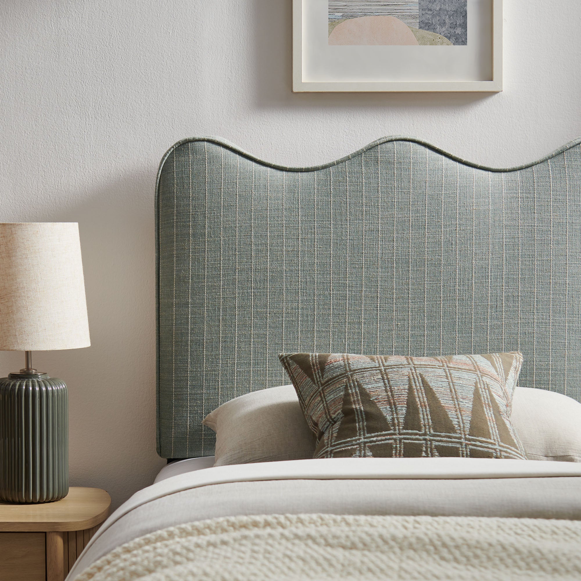 Athena Striped Fabric Upholstered Twin Size Headboard by Modway - Image 21