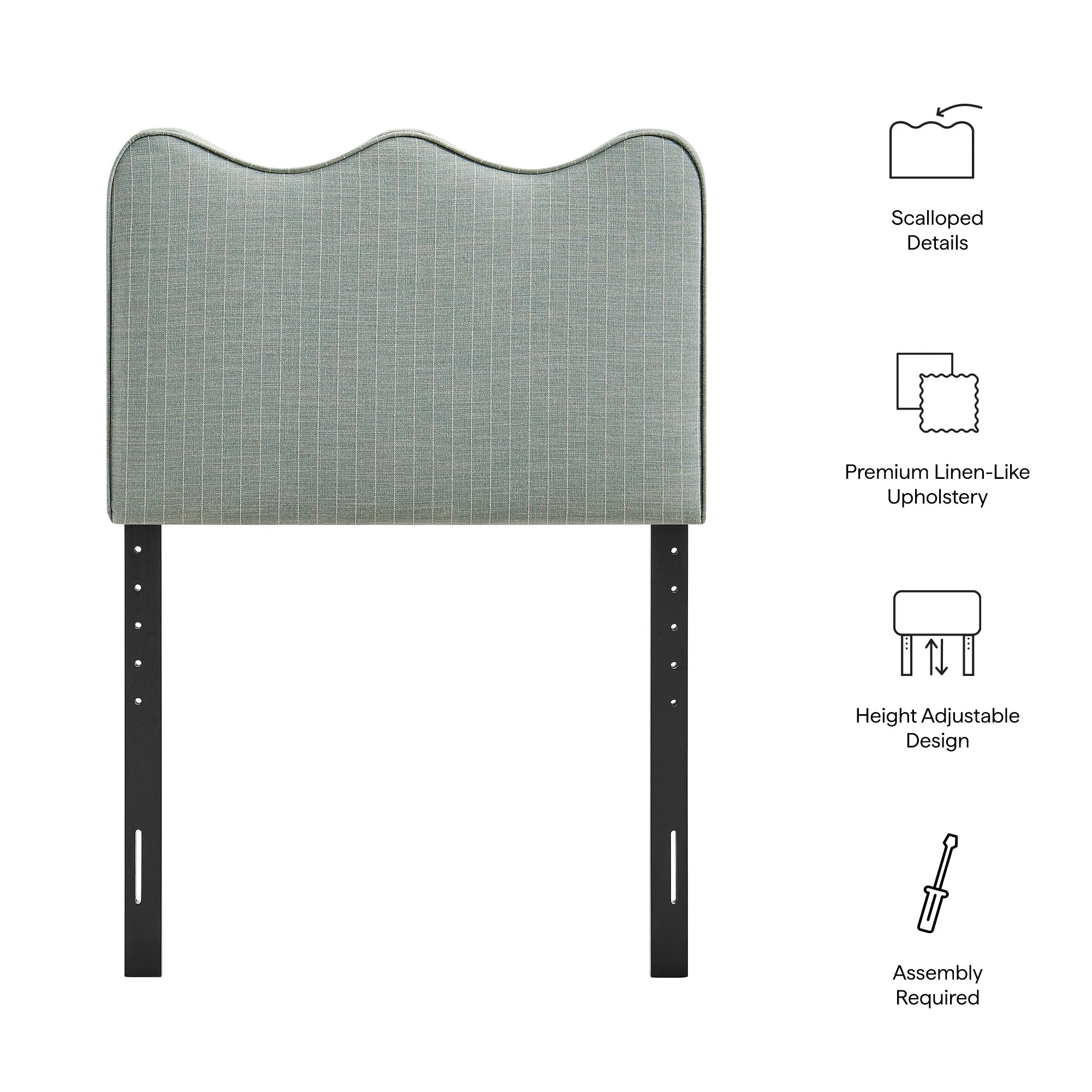 Athena Striped Fabric Upholstered Twin Size Headboard by Modway - Image 23